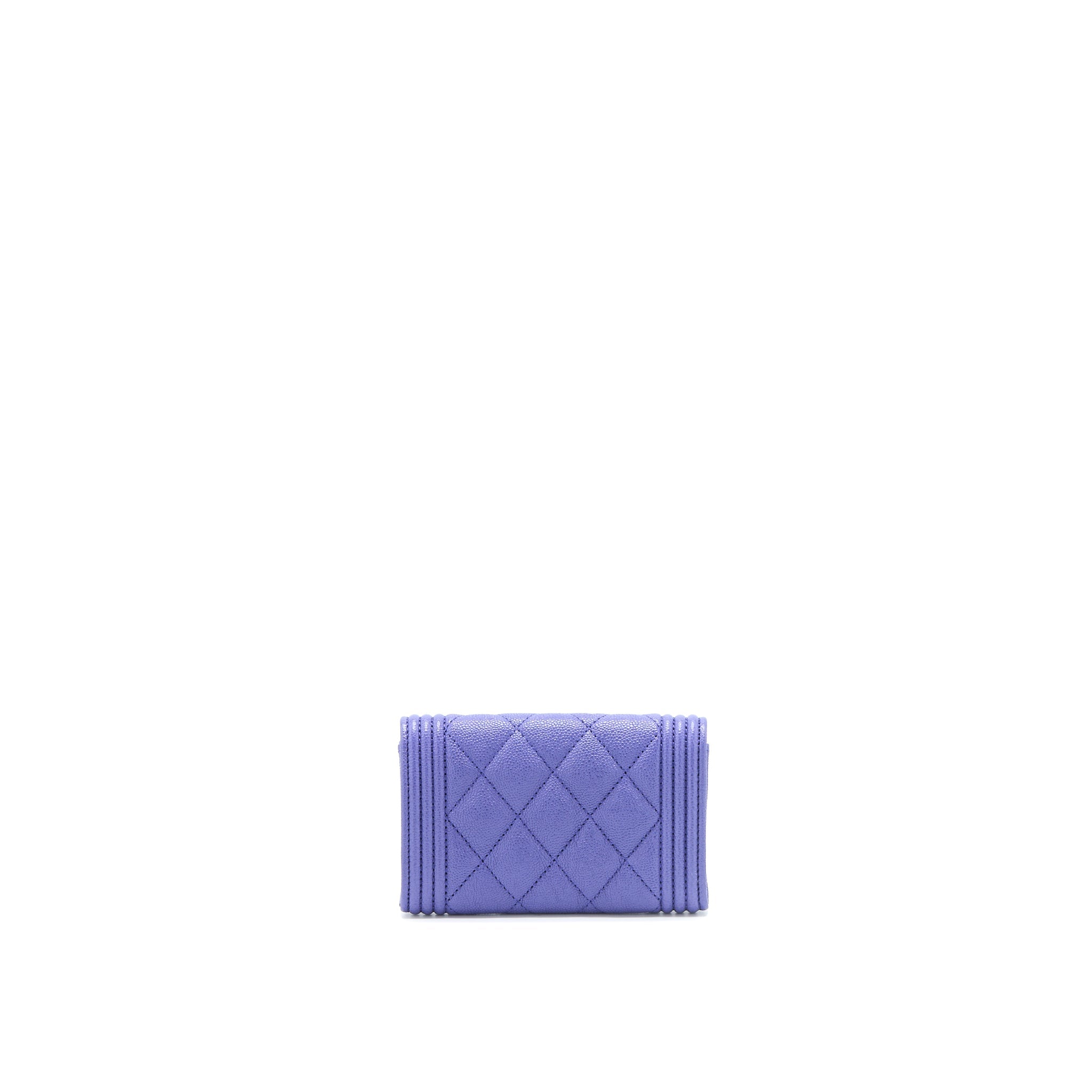 Chanel Boy Card Holder Caviar Purple L