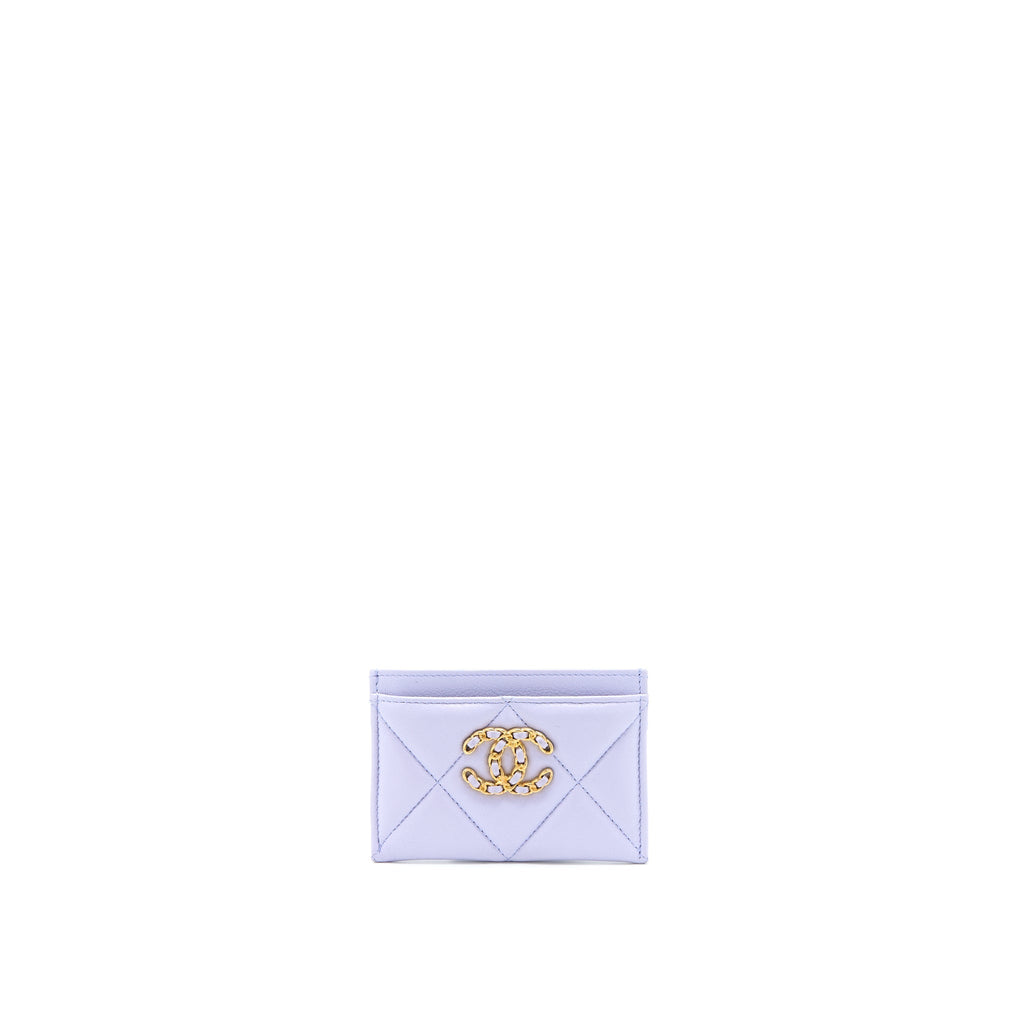 Chanel 19 Card Holder Lambskin Light Purple