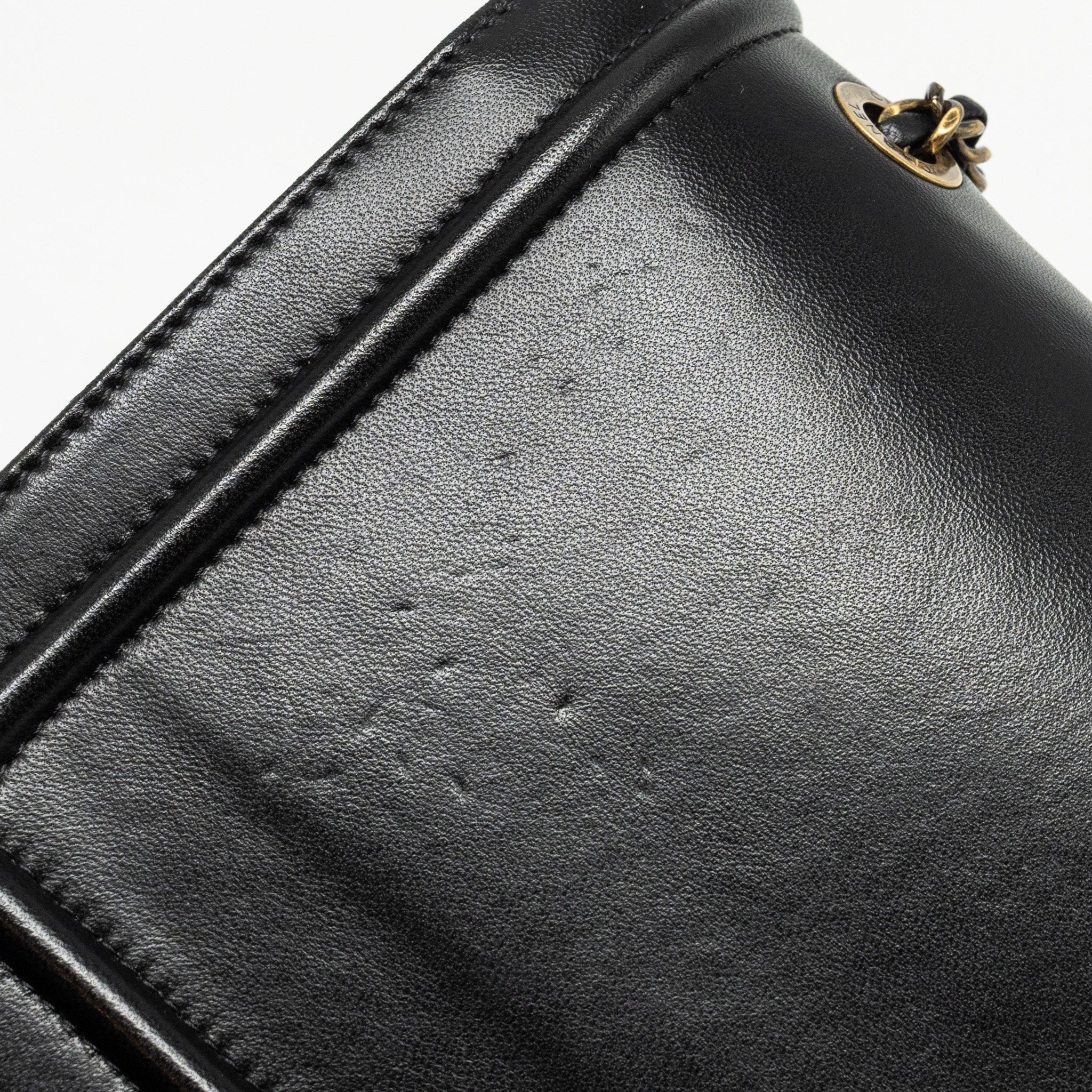 Chanel CC logo square flap bag lambskin black