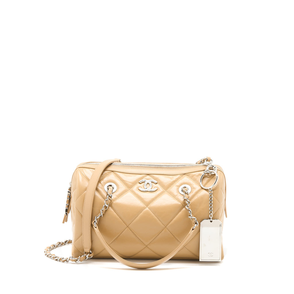 Chanel Bowling Bag Aged Calfskin Beige