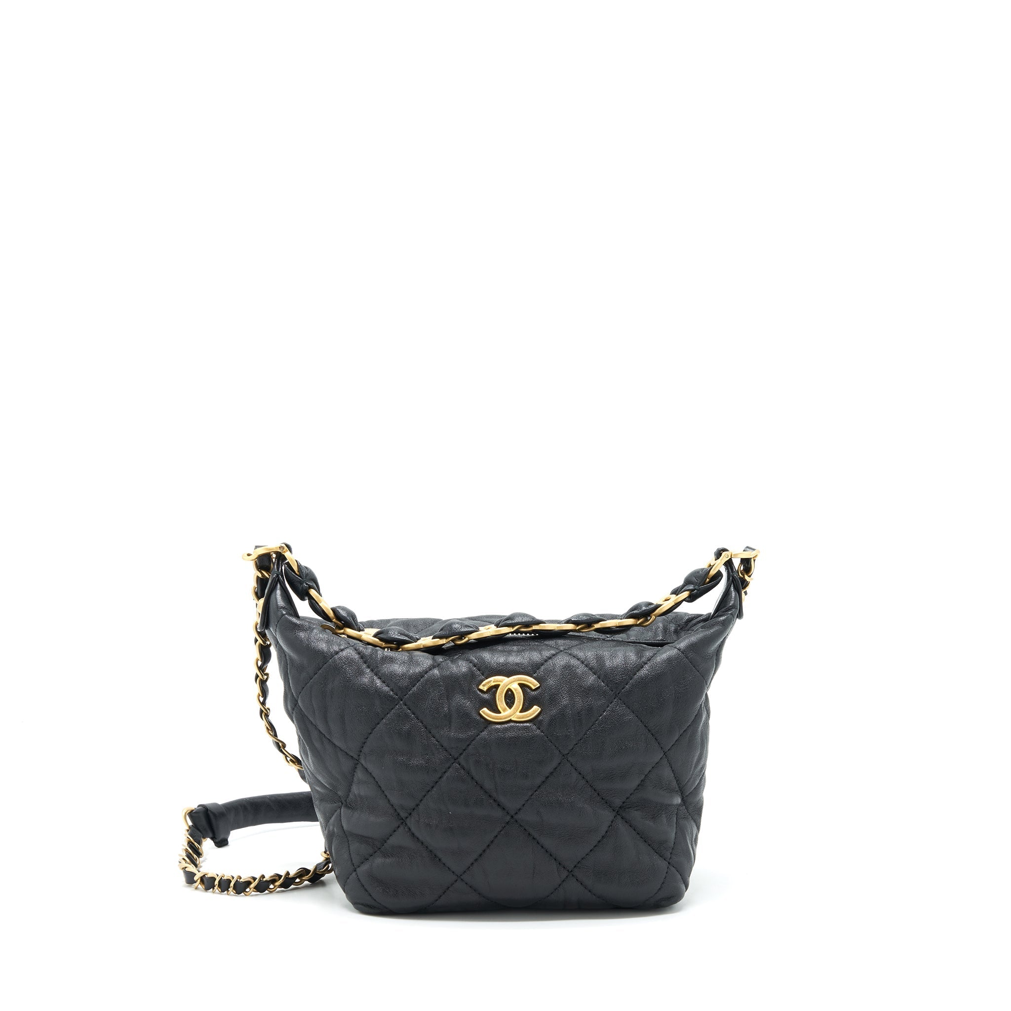 Chanel Hobo Crossbody Bag Lambskin Black