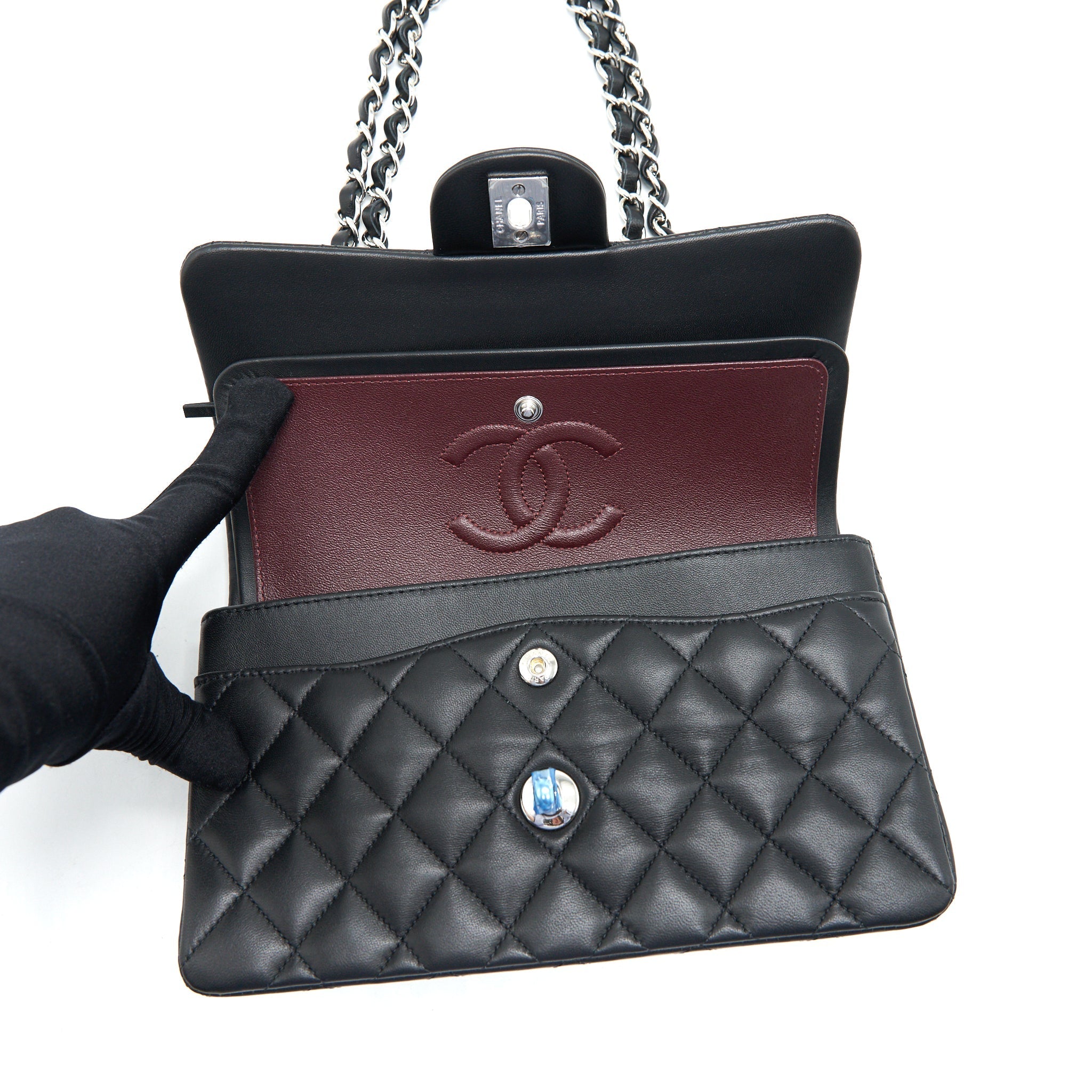 Chanel Small Classic Double flap Bag Lambskin Black