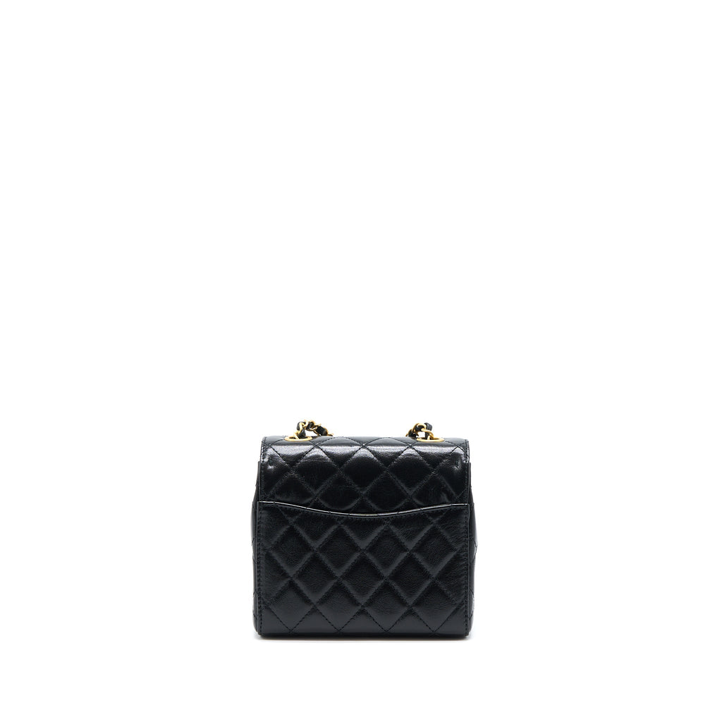Chanel 22K Retro Classic New Mini Square Flap Bag Goatskin Black (Microchip)