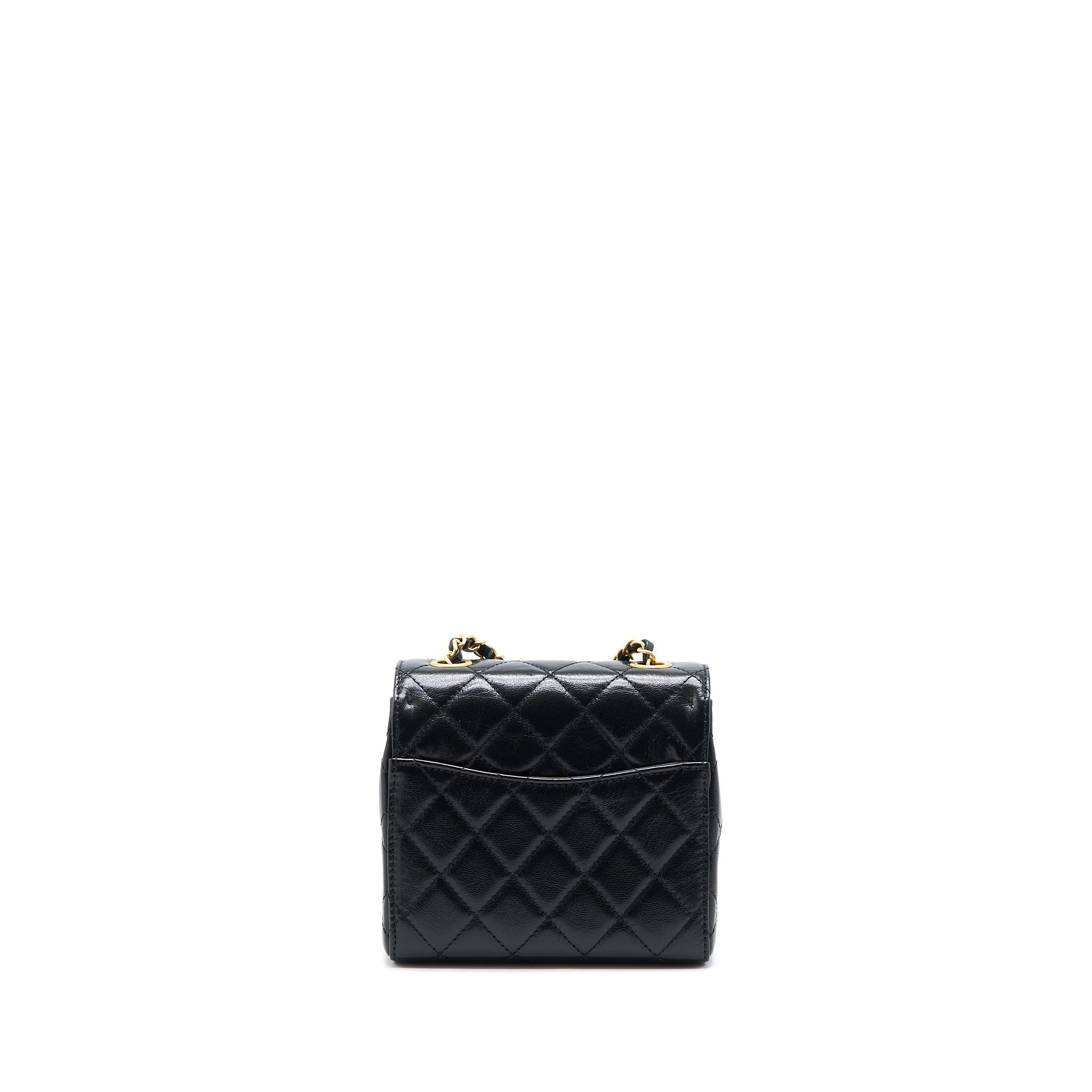 Chanel 22K Retro Classic New Mini Square Flap Bag Goatskin Black (Microchip)
