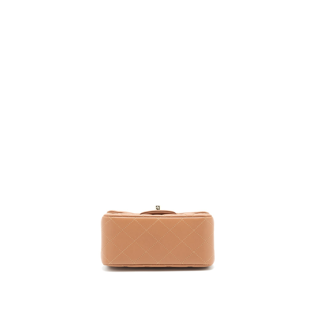 Chanel 22S Mini Square Flap Bag Lambskin Caramel L