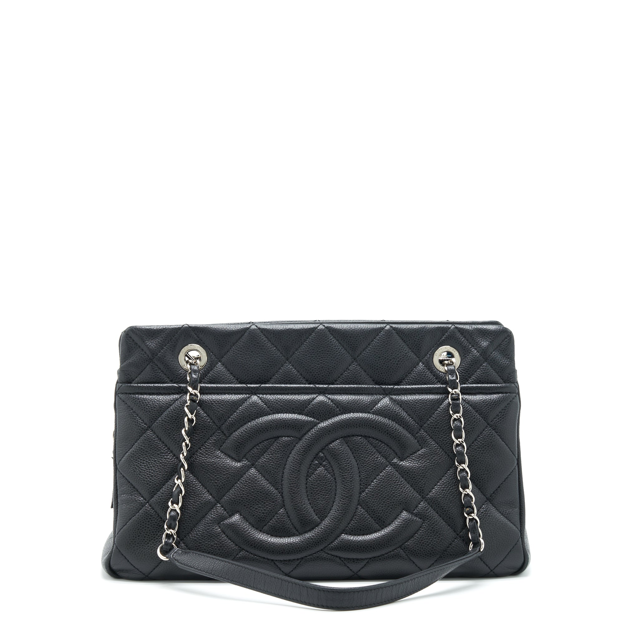 Chanel CC Logo Tote Bag Caviar Black