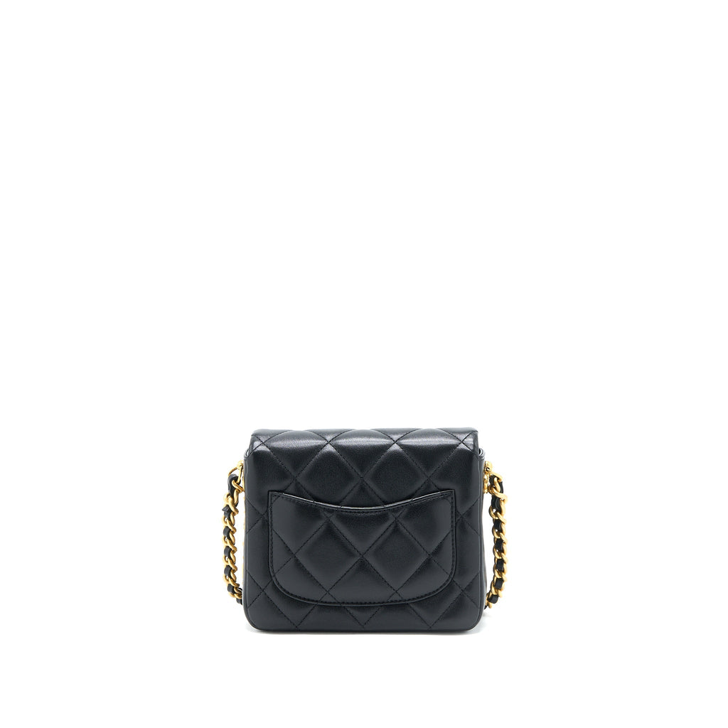 Chanel 21B Seasonal Quilted Square Flap Bag Lambskin Black Brushed  (Microchip)