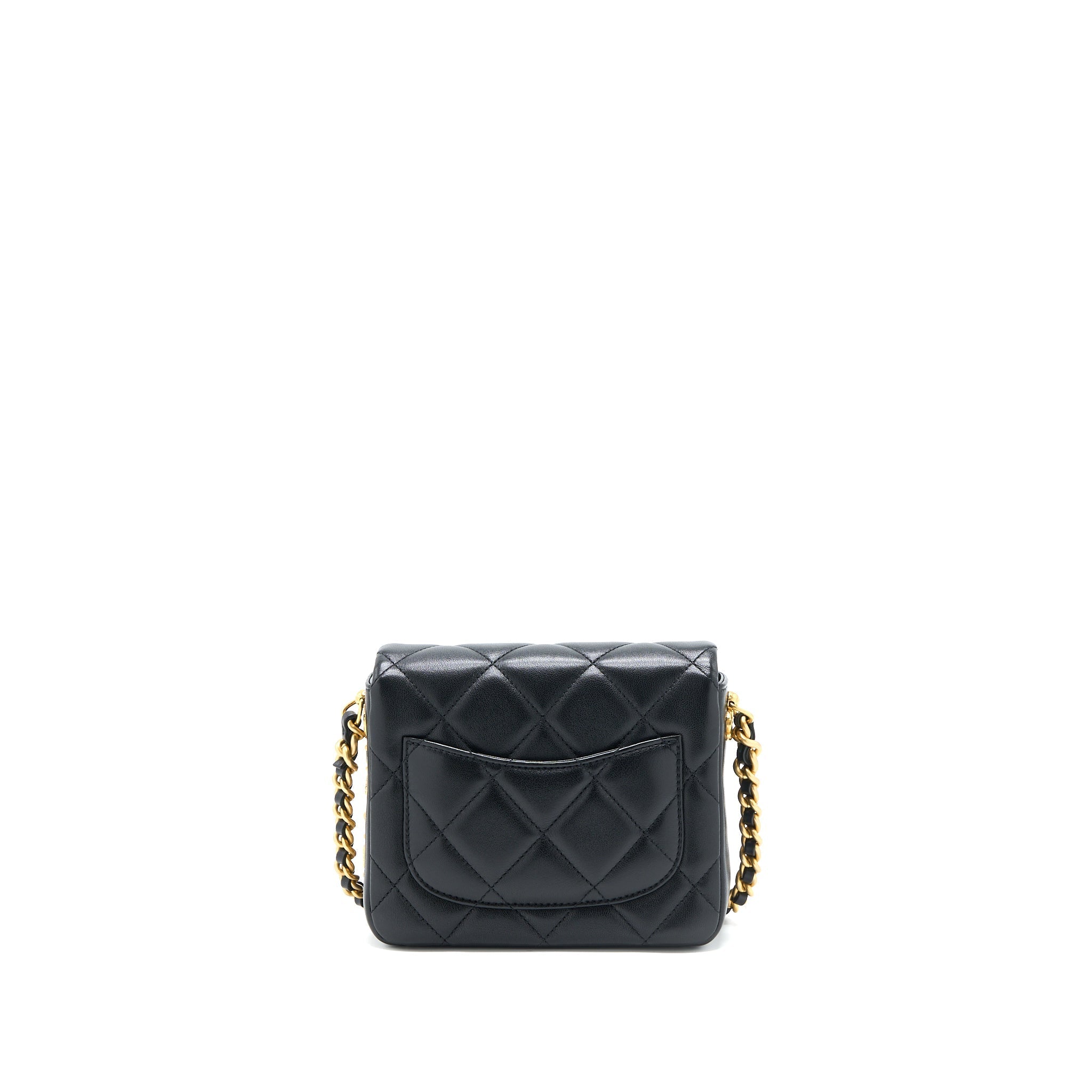 Chanel 21B Seasonal Quilted Square Flap Bag Lambskin Black Brushed  (Microchip)