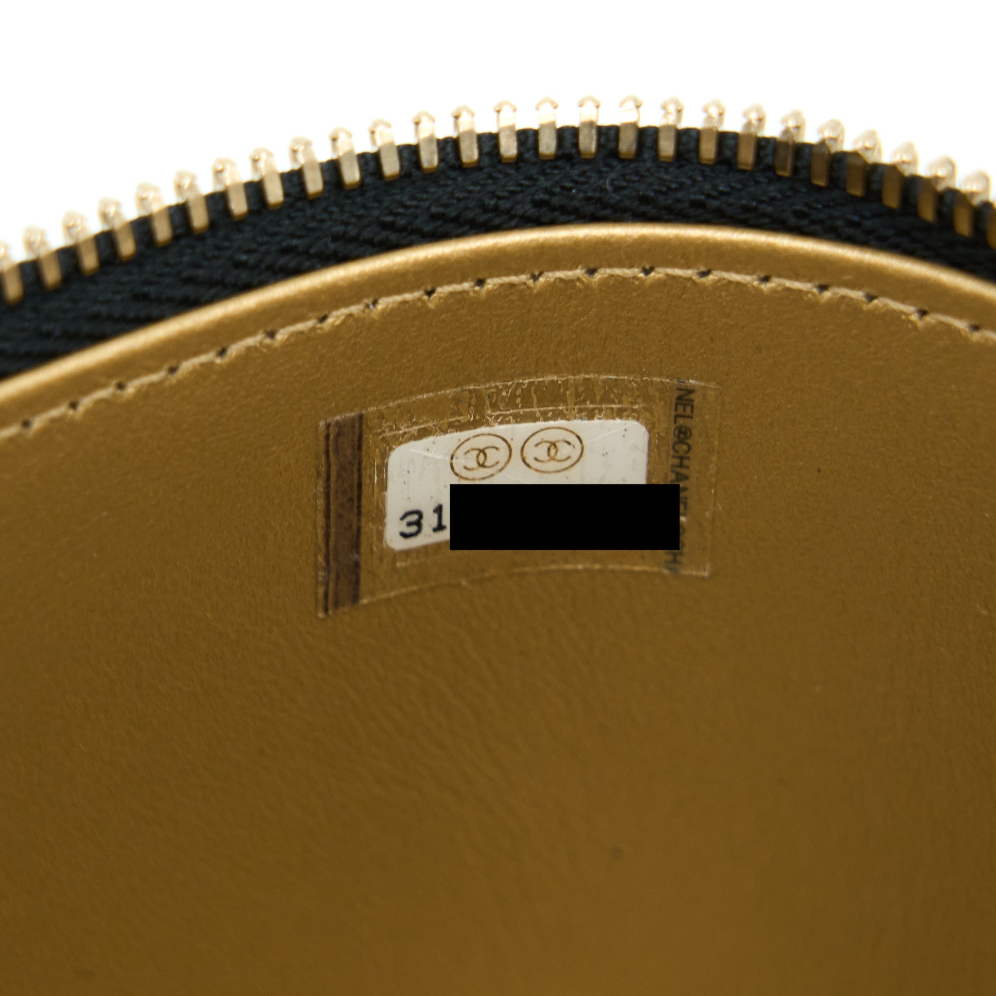 Chanel 22A Pearl Crush Long Vanity With Chain Lambskin Black
