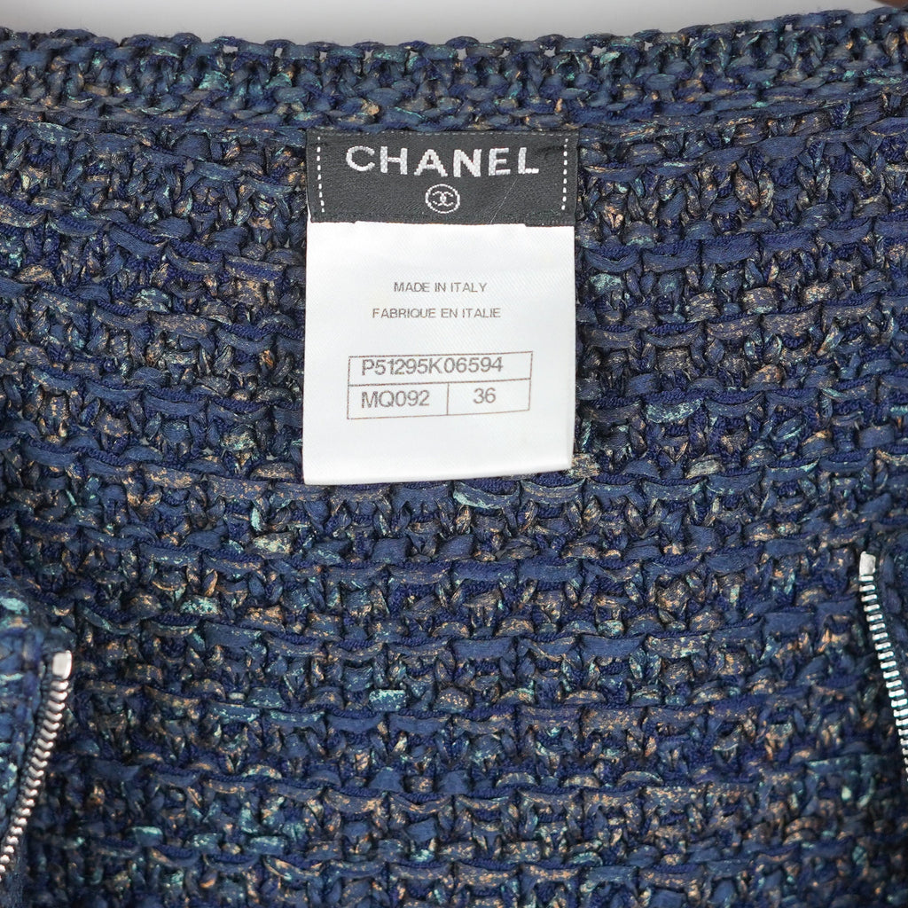 Chanel Navy Knit Cardigan - Size 36