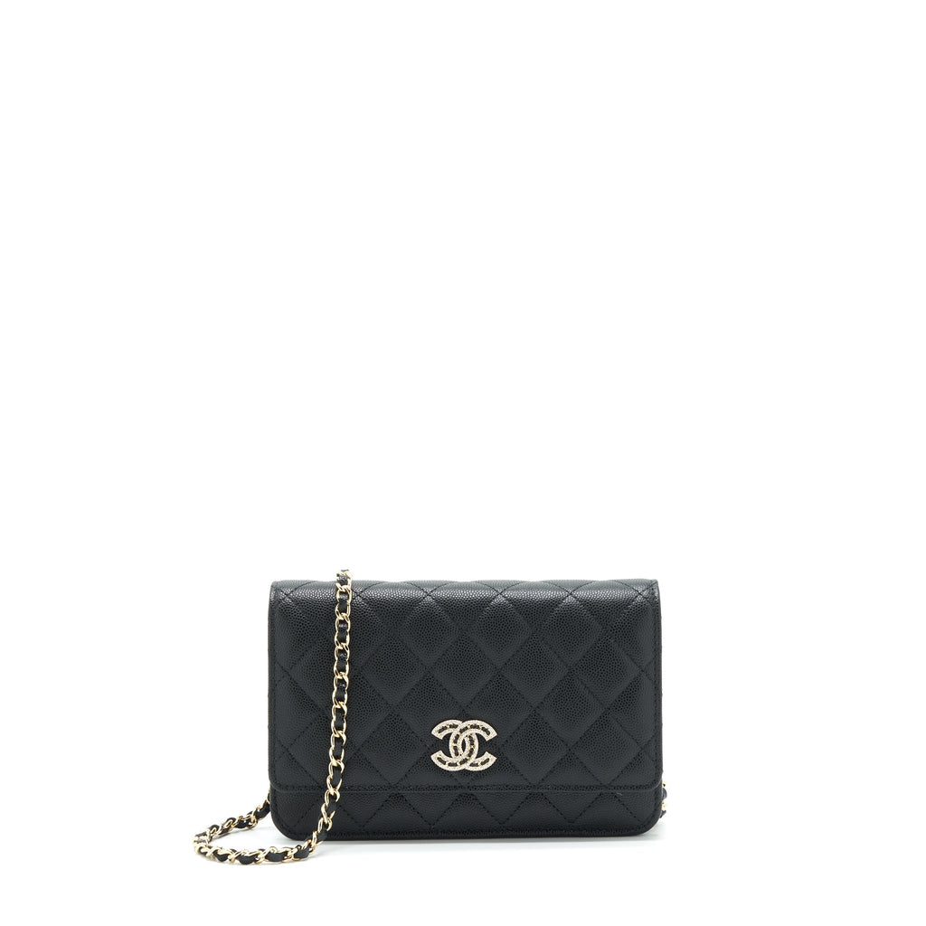 Chanel 22S Detailed Logo Wallet On Chain Caviar Black L