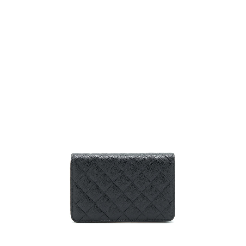 Chanel 22S Detailed Logo Wallet On Chain Caviar Black L