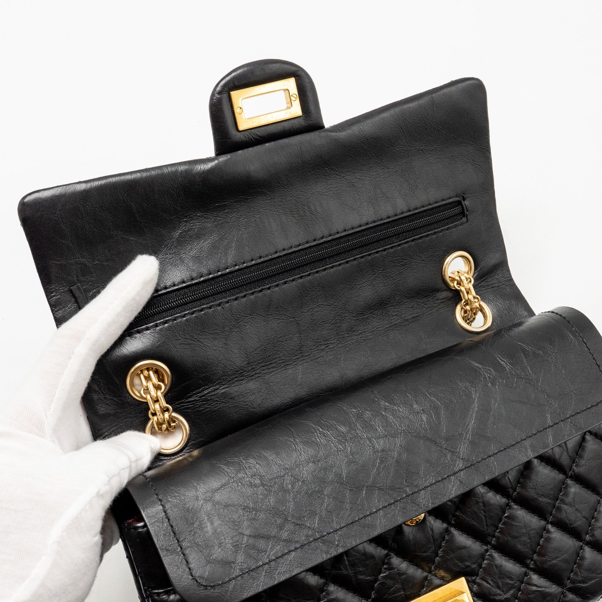 Chanel Small 2.55 Reissue Double Flap Bag Age Calfskin Black
