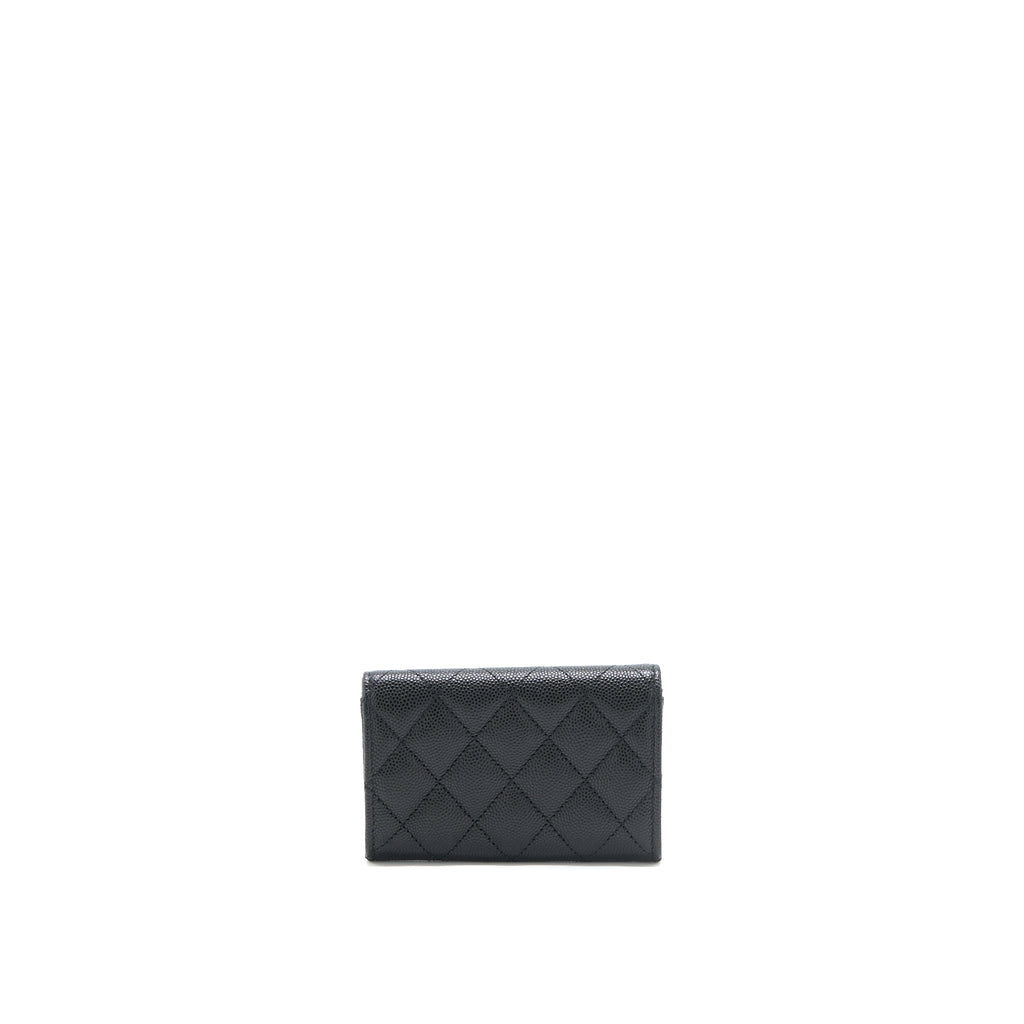 Chanel 23P Detailed Logo Flap Card Holder Caviar Black L (Microchip)
