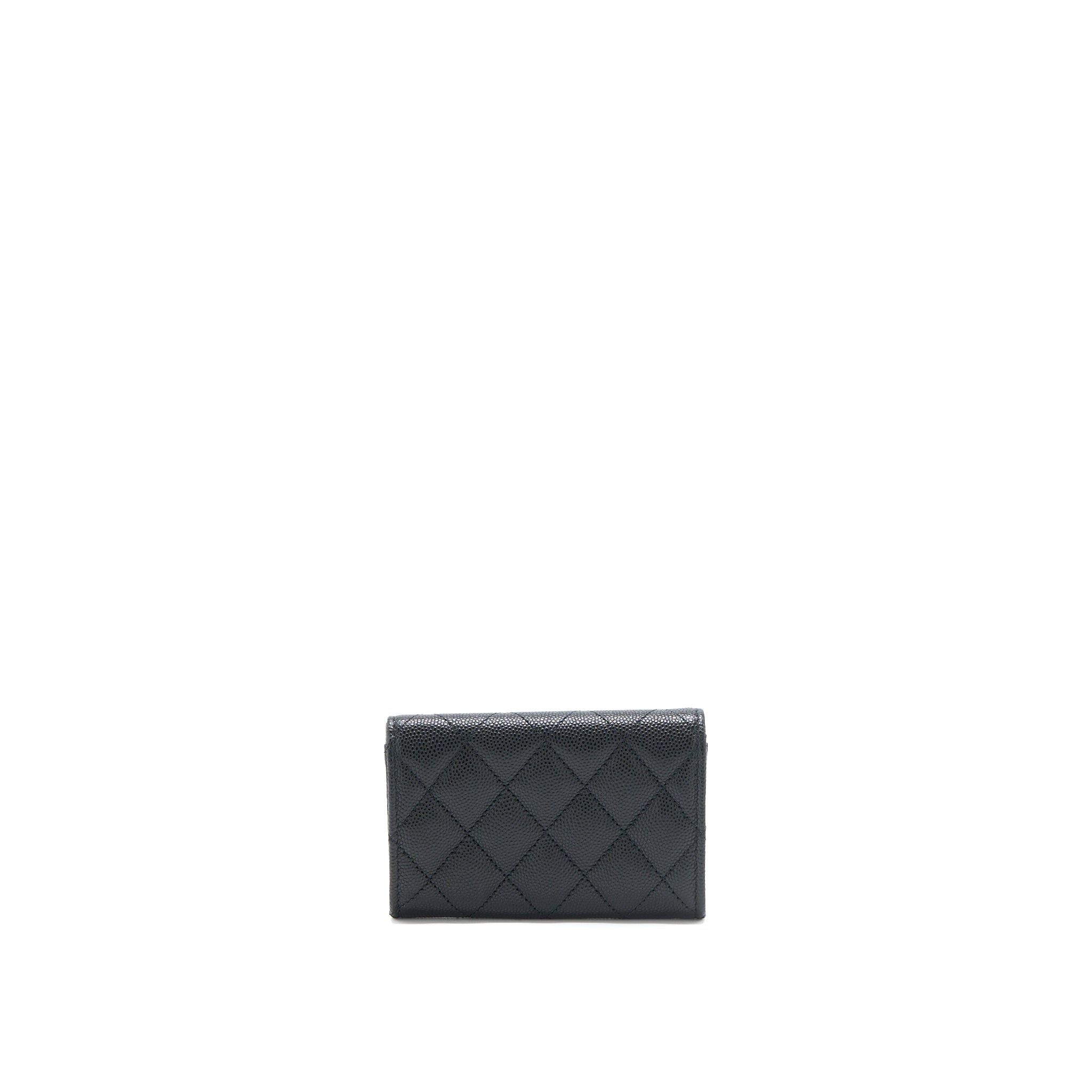 Chanel 23P Detail CC Logo Flap Card Holder Caviar Black L (Microchip)