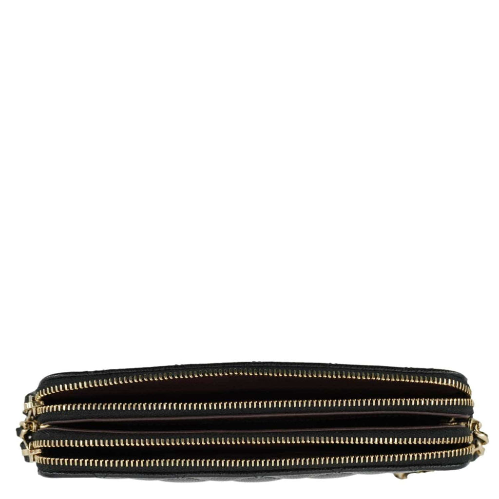 CHANEL Wallet on Chain Double Zip Caviar Leather Crossbody Bag Black