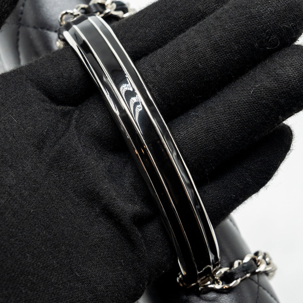 Chanel Top Handle Mini Wallet On Chain Flap Bag Lambskin Black  (Microchip)