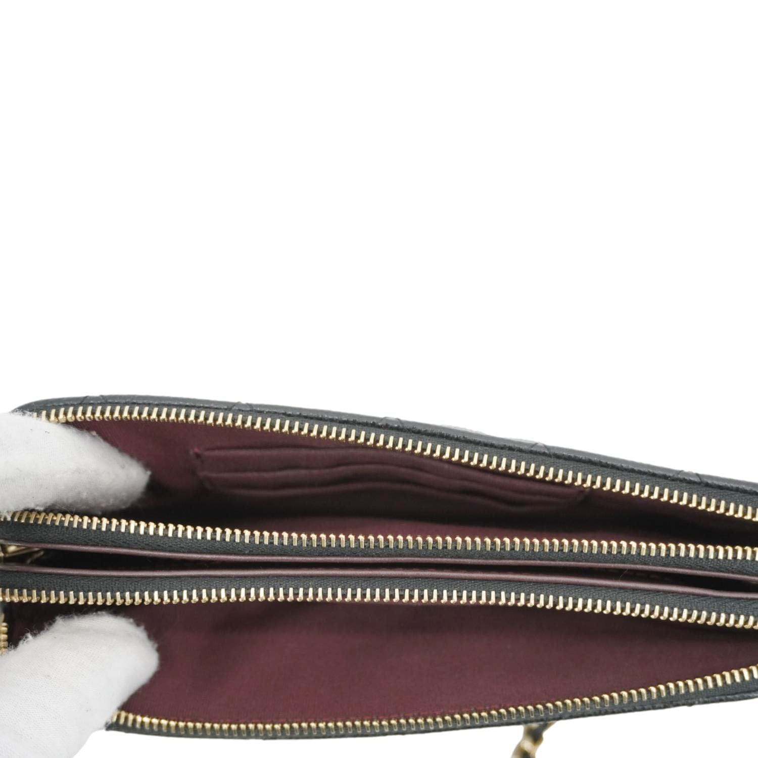 CHANEL Wallet on Chain Double Zip Caviar Leather Crossbody Bag Black