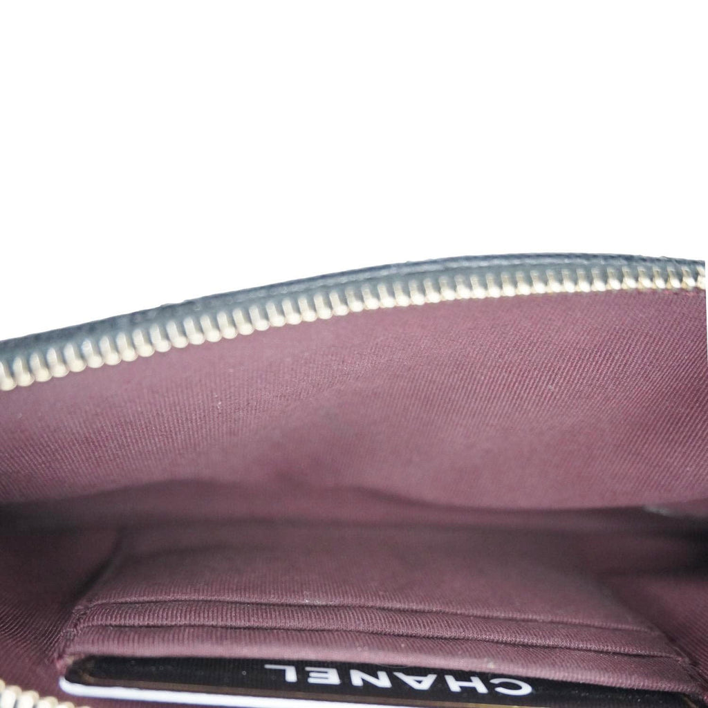 CHANEL Wallet on Chain Double Zip Caviar Leather Crossbody Bag Black
