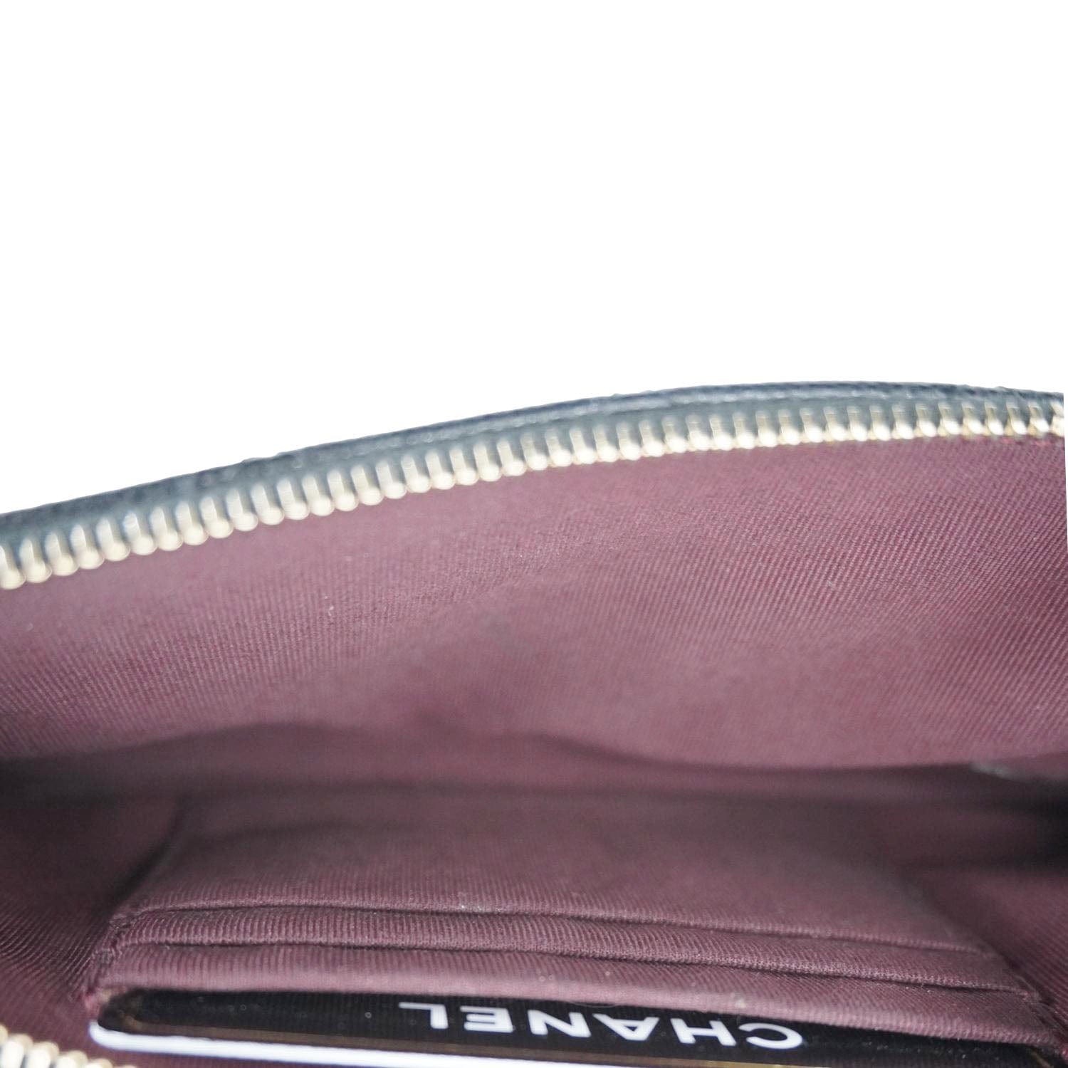 CHANEL Wallet on Chain Double Zip Caviar Leather Crossbody Bag Black