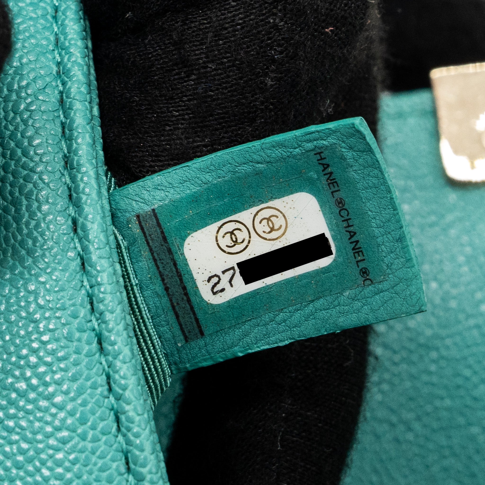 Chanel Chevron small boy bag caviar light green L