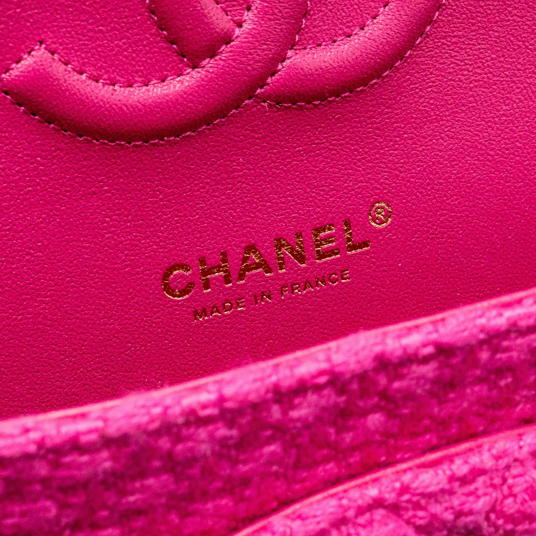 Chanel Medium Classic Double Flap Bag Tweed Pink L (Microchip)