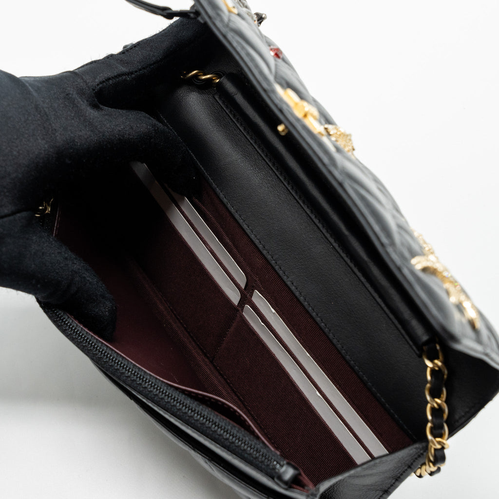 Chanel 2.55 Reissue Lucky Charms Wallet On Chain Aged Calfskin Black