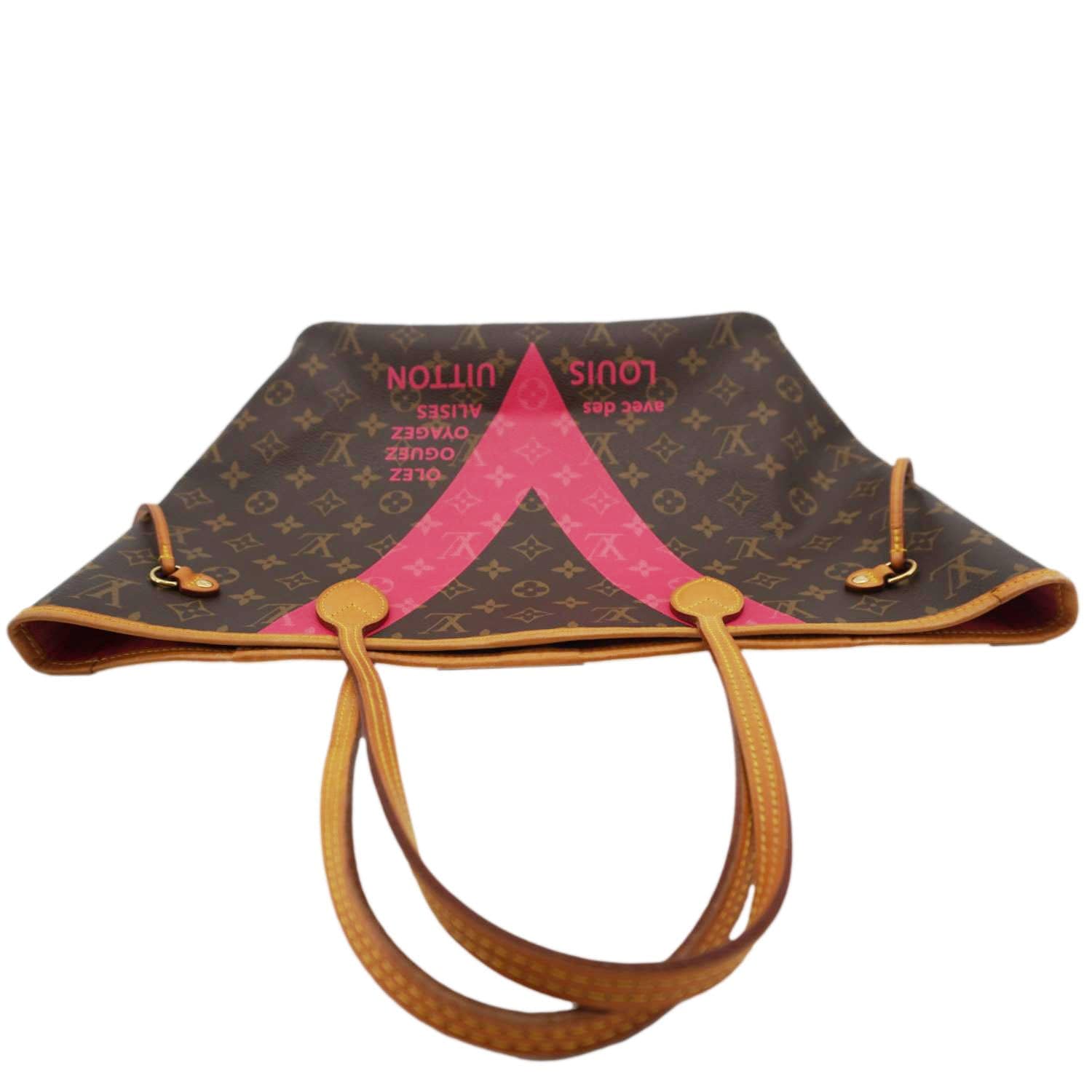 LOUIS VUITTON Neverfull MM V Monogram Canvas Tote Bag Brown