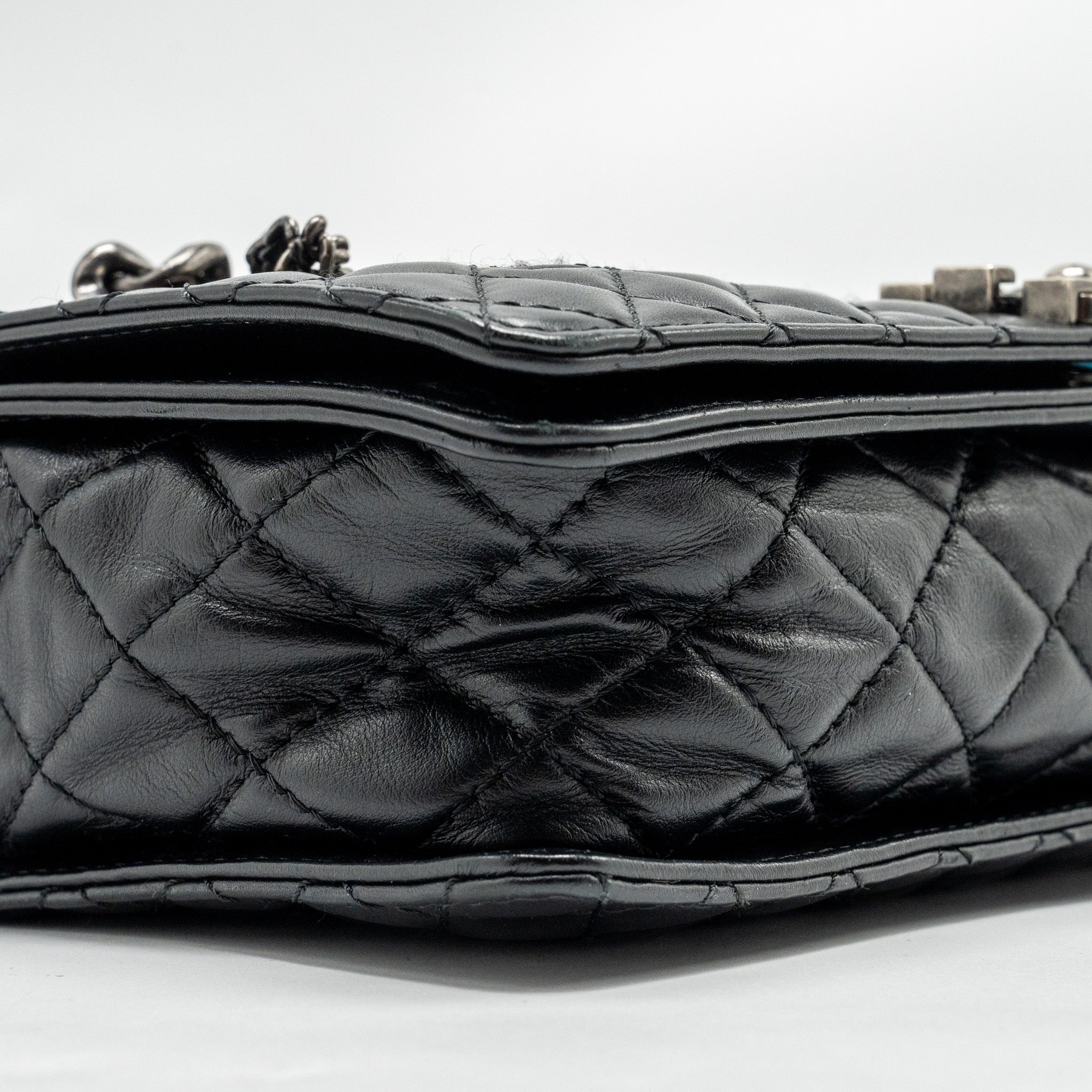 Chanel Multi Chain Boy Bag Calfskin/Tweed Black