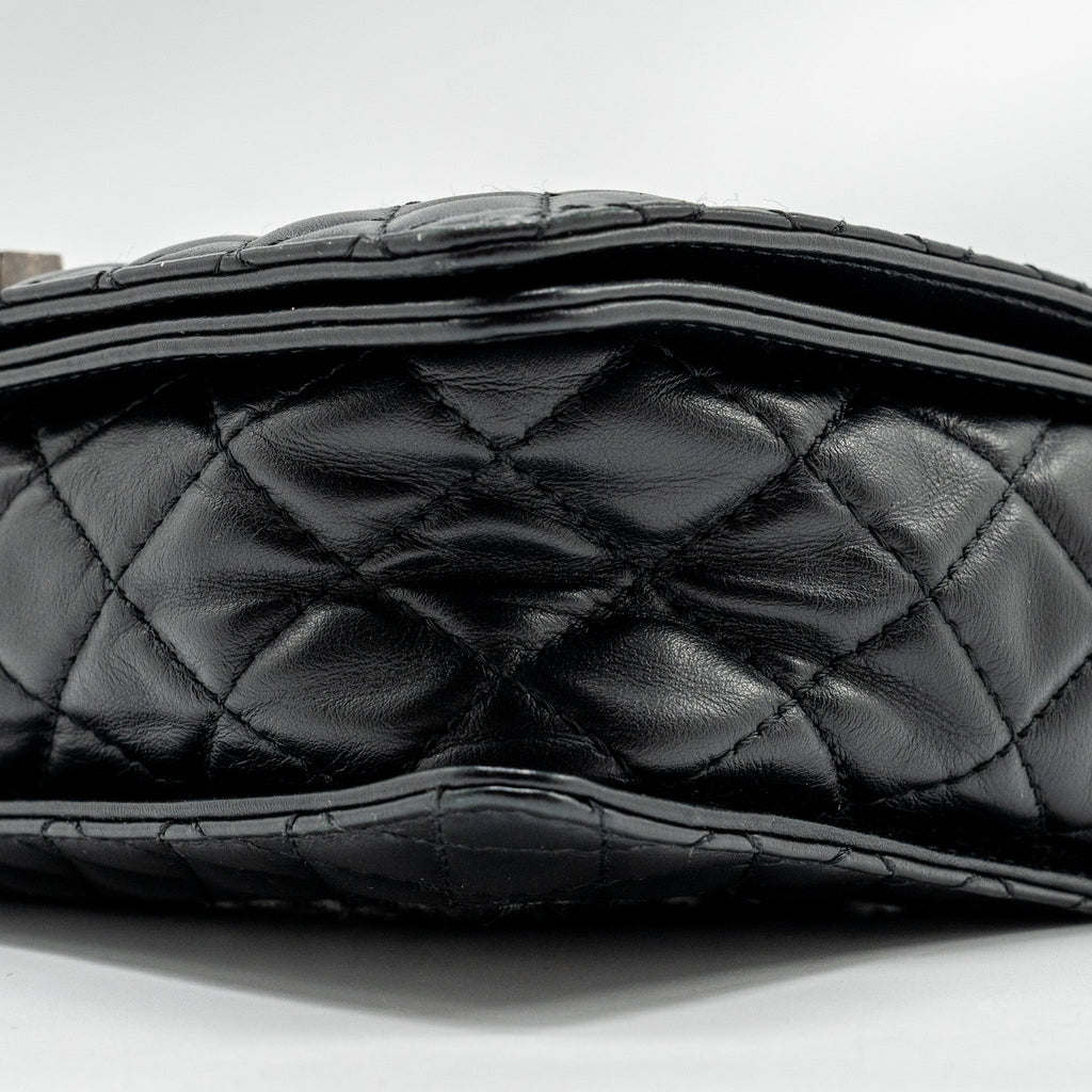 Chanel Multi Chain Boy Bag Calfskin/Tweed Black