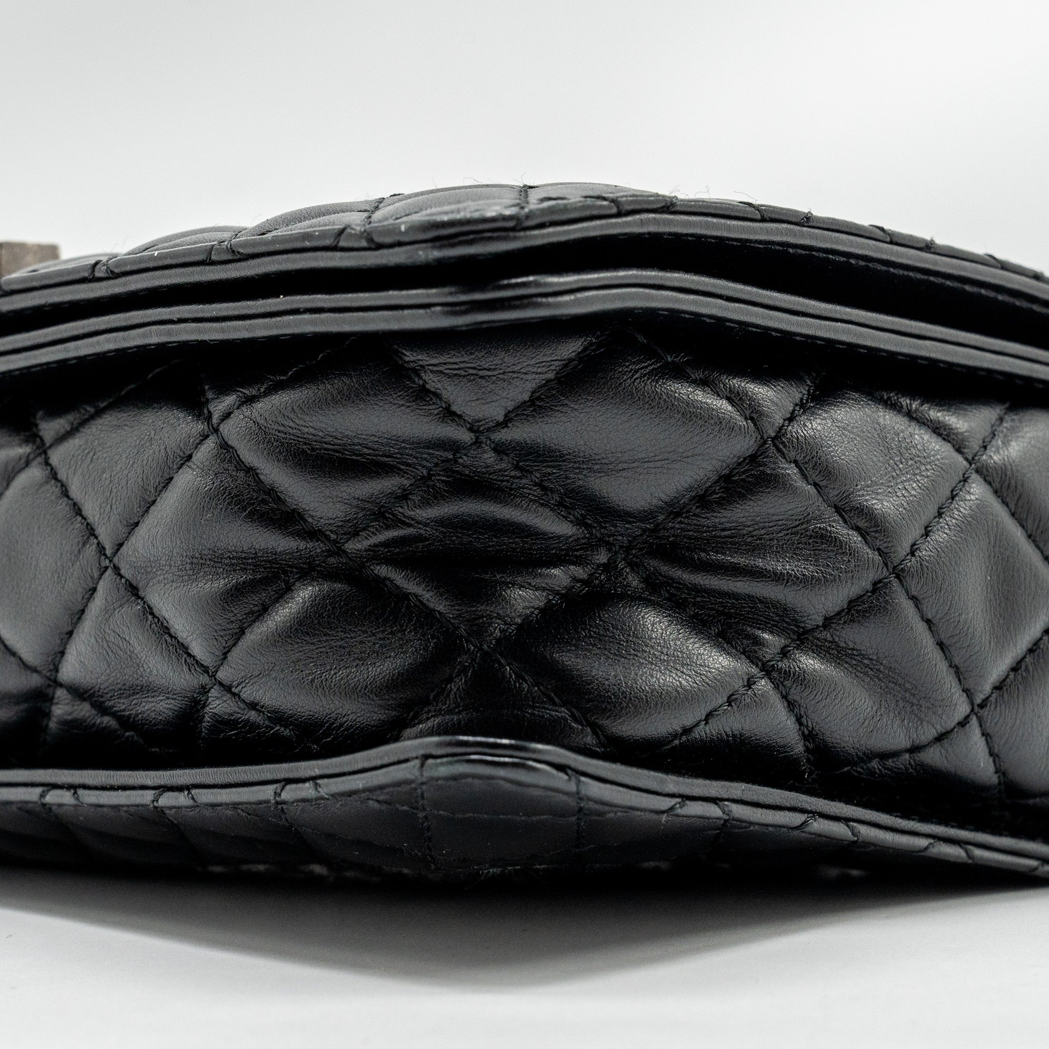 Chanel Multi Chain Boy Bag Calfskin/Tweed Black