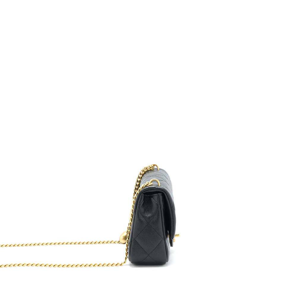 Chanel 23P Coco Love Flap Bag Caviar Black  (Microchip)