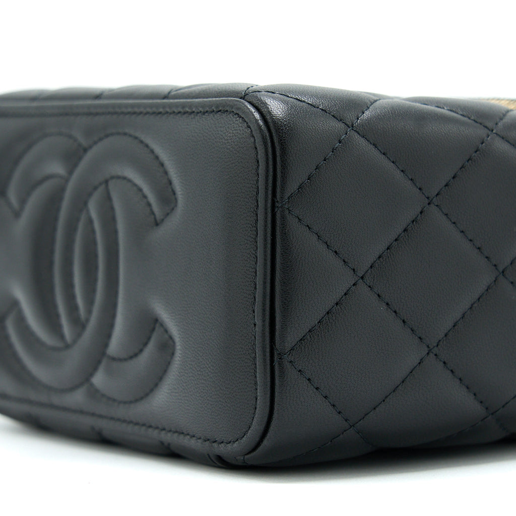 Chanel Pearl Crush Long Vanity With Chain Lambskin Black