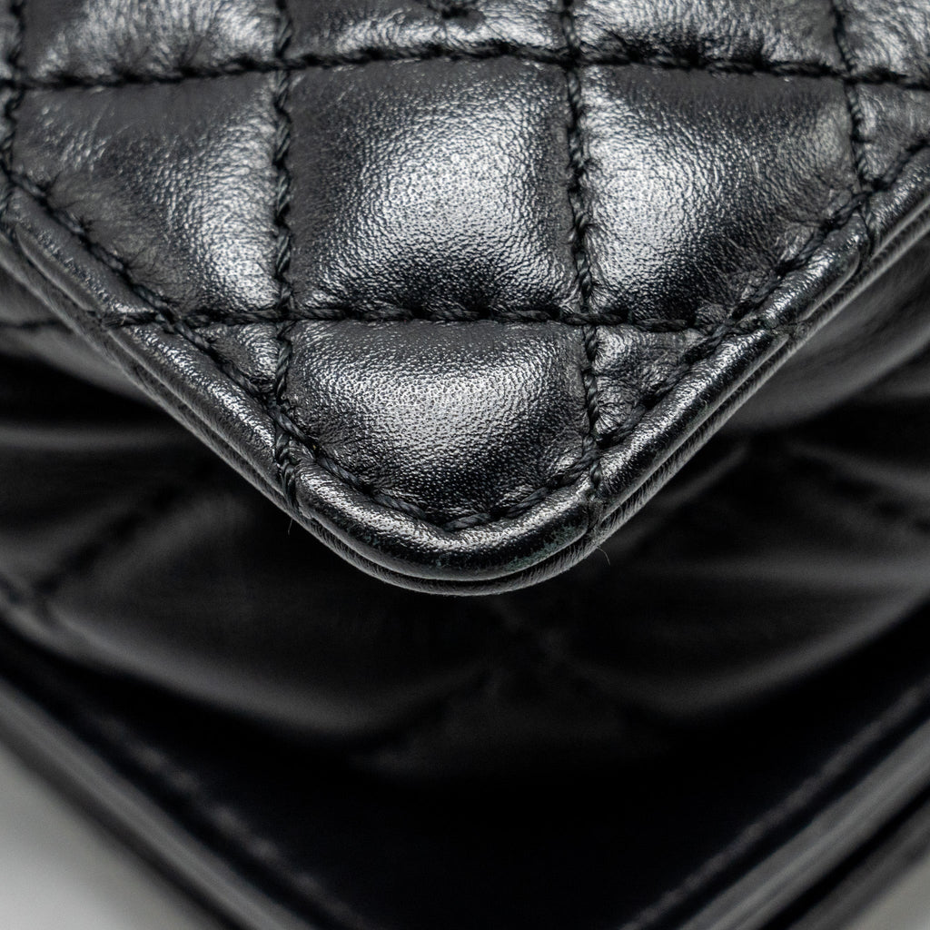 Chanel Multi Chain Boy Bag Calfskin/Tweed Black