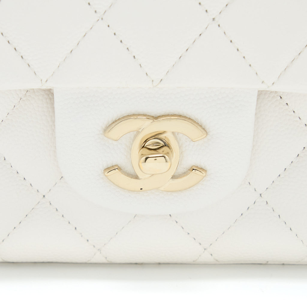 Chanel Medium Classic Double Flap Bag Caviar White L