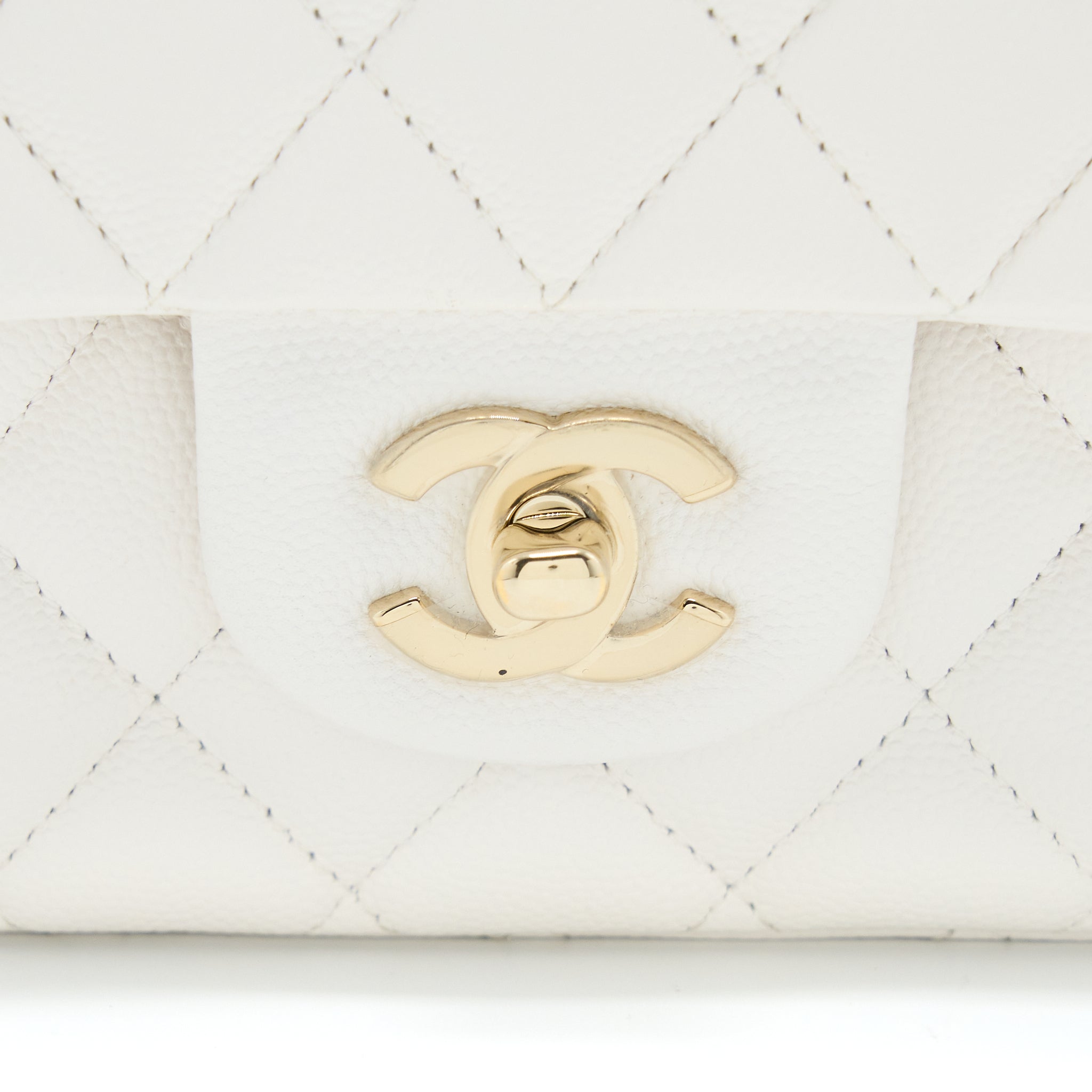 Chanel Medium Classic Double Flap Bag Caviar White L