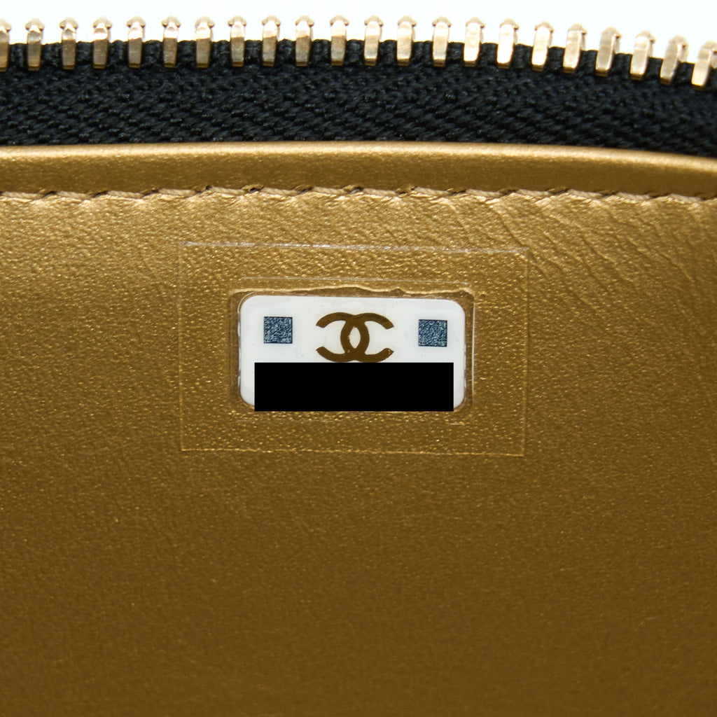 Chanel Pearl Crush Long Vanity With Chain Lambskin Black