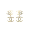 Chanel Logos Earrings With Pearls And Crystal L