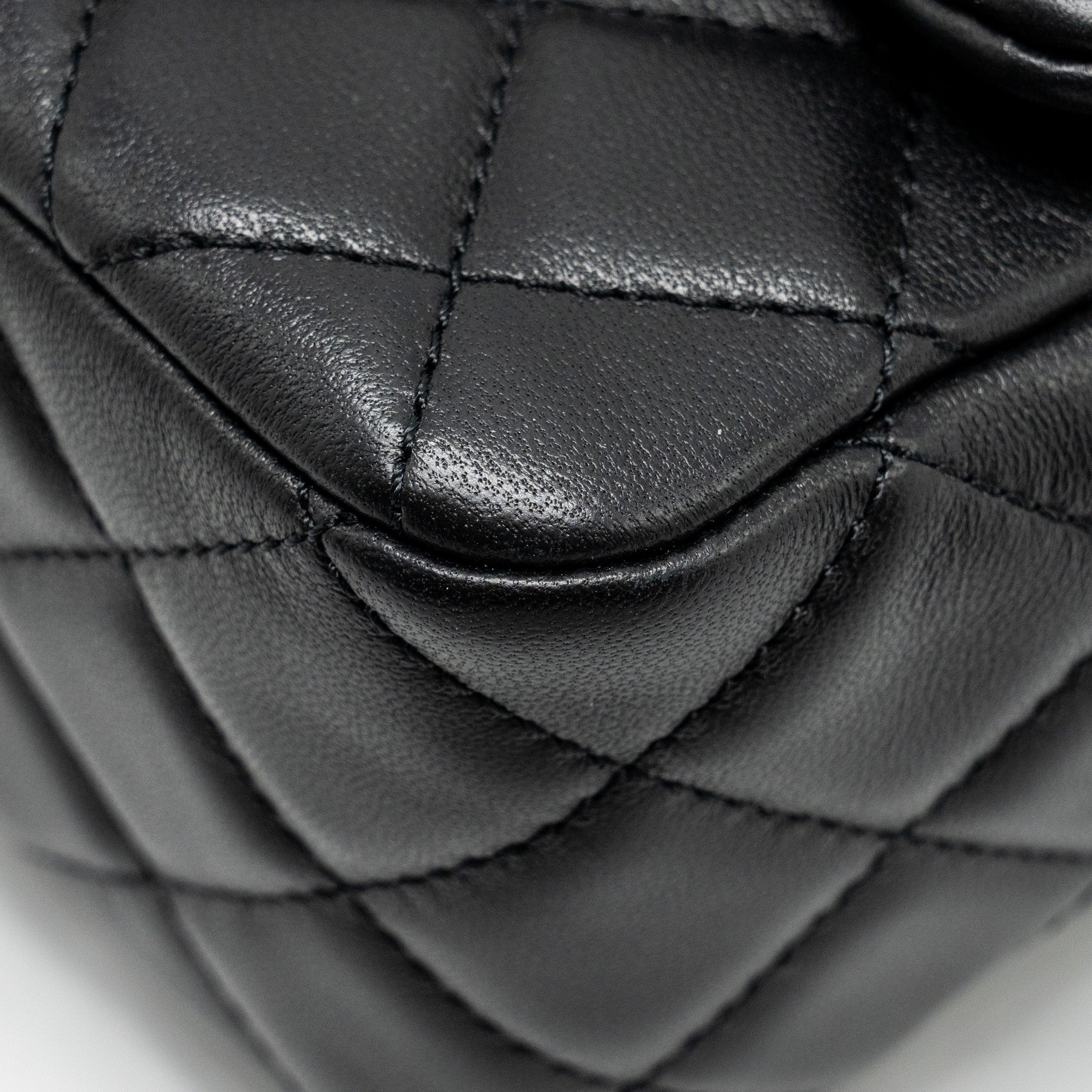 Chanel Pearl Crush Mini Square  Flap Bag Lambskin Black  (microchip)