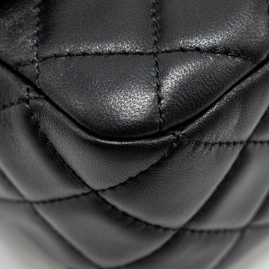 Chanel Pearl Crush Mini Square  Flap Bag Lambskin Black  (microchip)