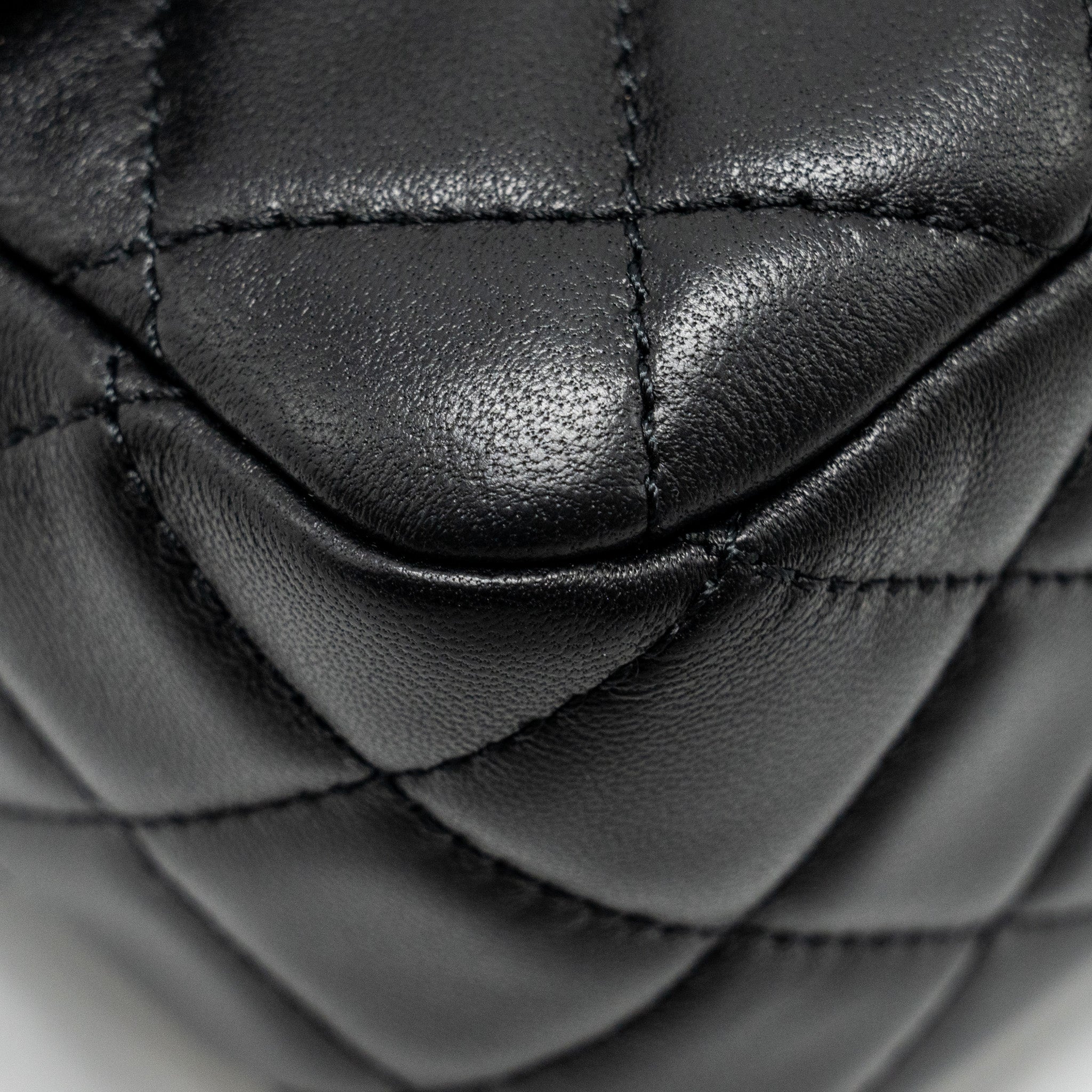 Chanel Pearl Crush Mini Square  Flap Bag Lambskin Black  (microchip)
