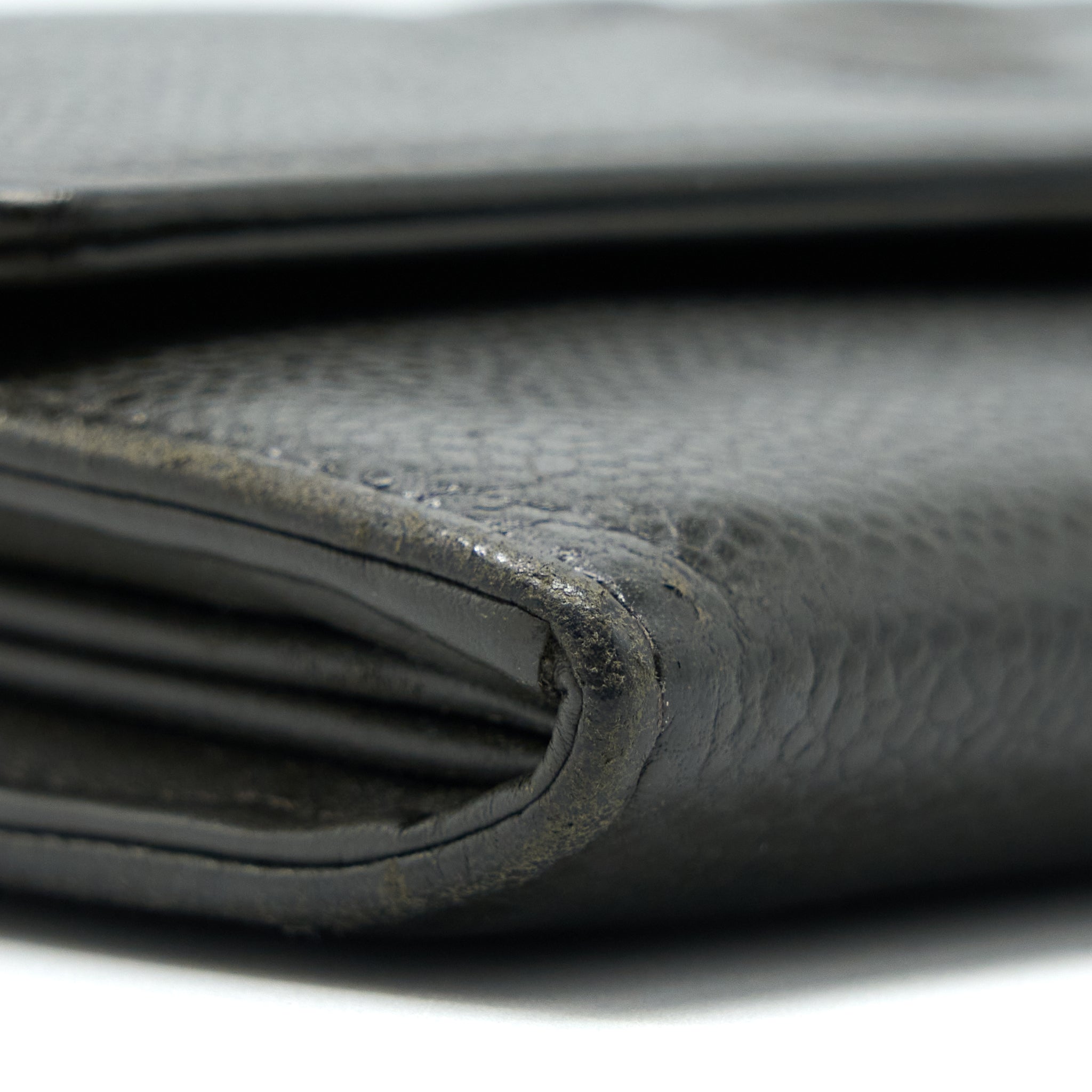 Chanel CC Logo Flap Long Wallet Caviar Dark Olive Green