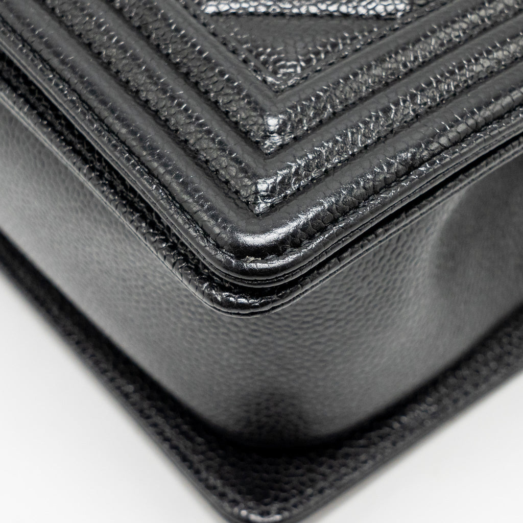 Chanel Chevron Medium Boy Bag caviar black