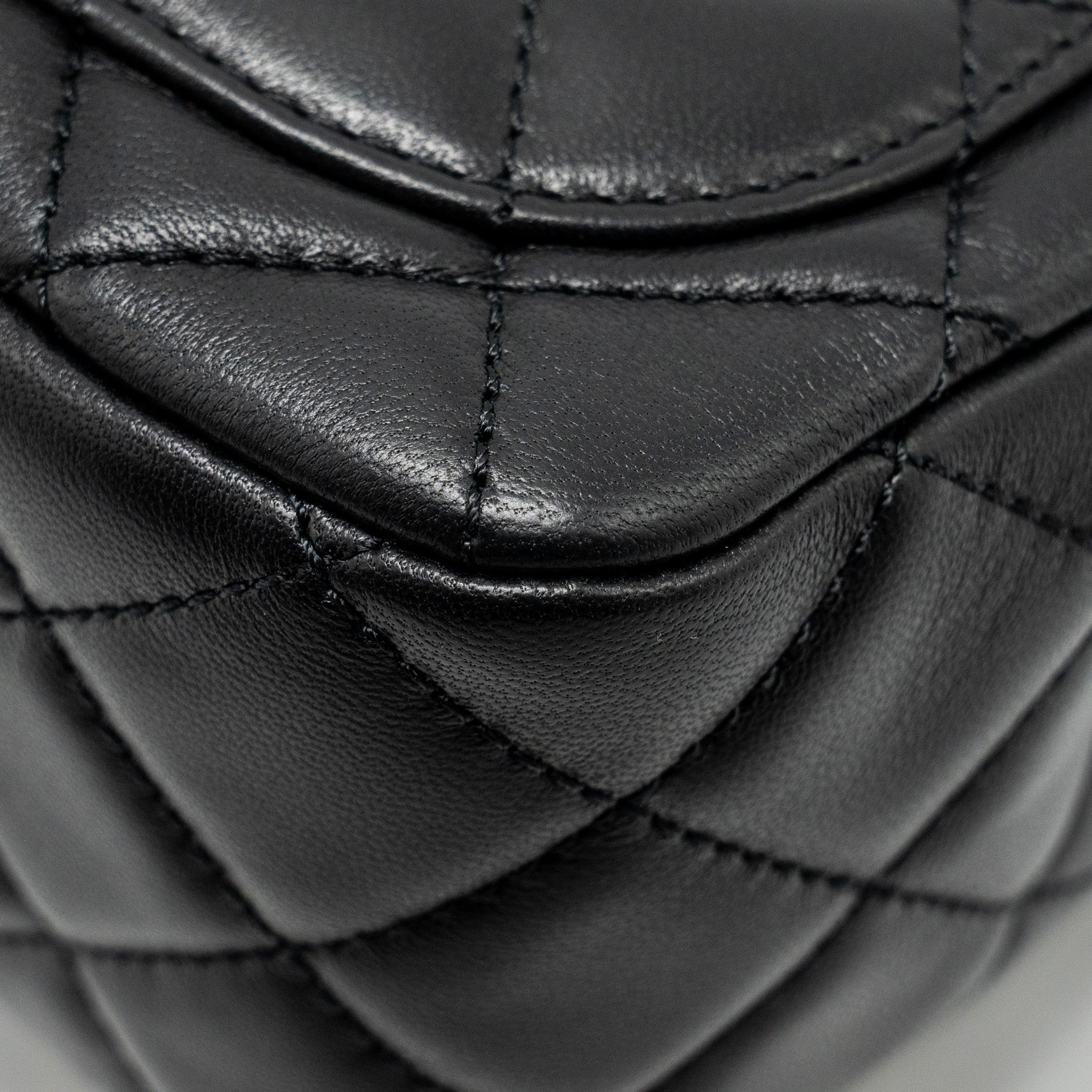 Chanel Pearl Crush Mini Square  Flap Bag Lambskin Black  (microchip)