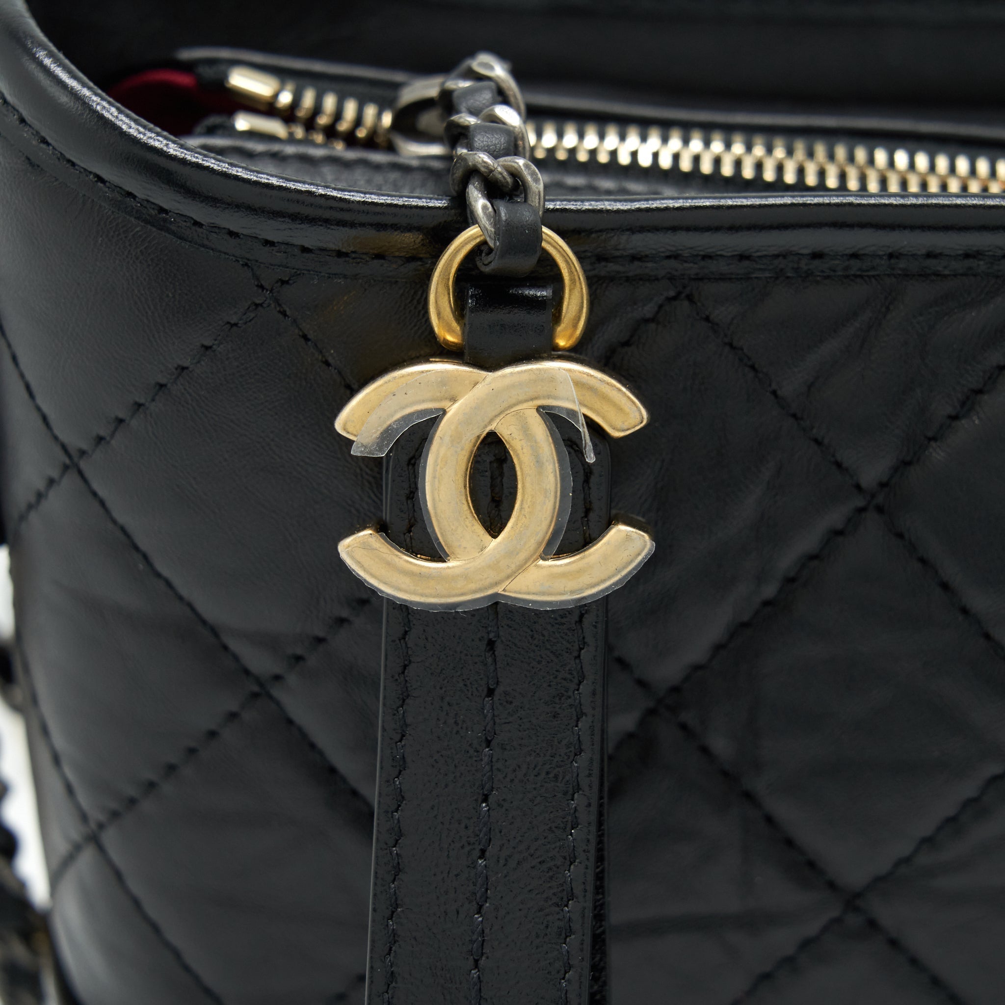 Chanel Small Gabrielle Hobo Bag Calfskin Black With Multicolour Hardware (Microchip)