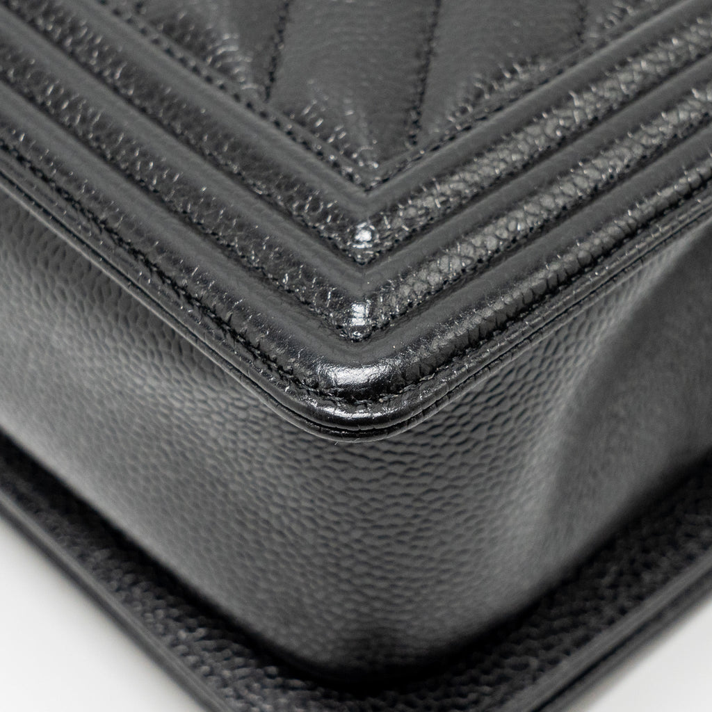 Chanel Chevron Medium Boy Bag caviar black