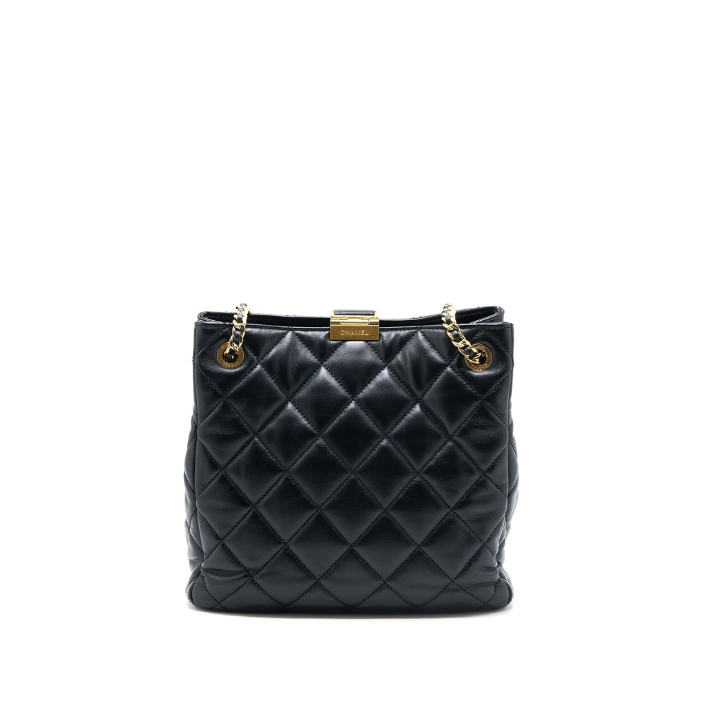 Chanel Seasonal Tote Bag Lambskin Black Brushed (Microchip)