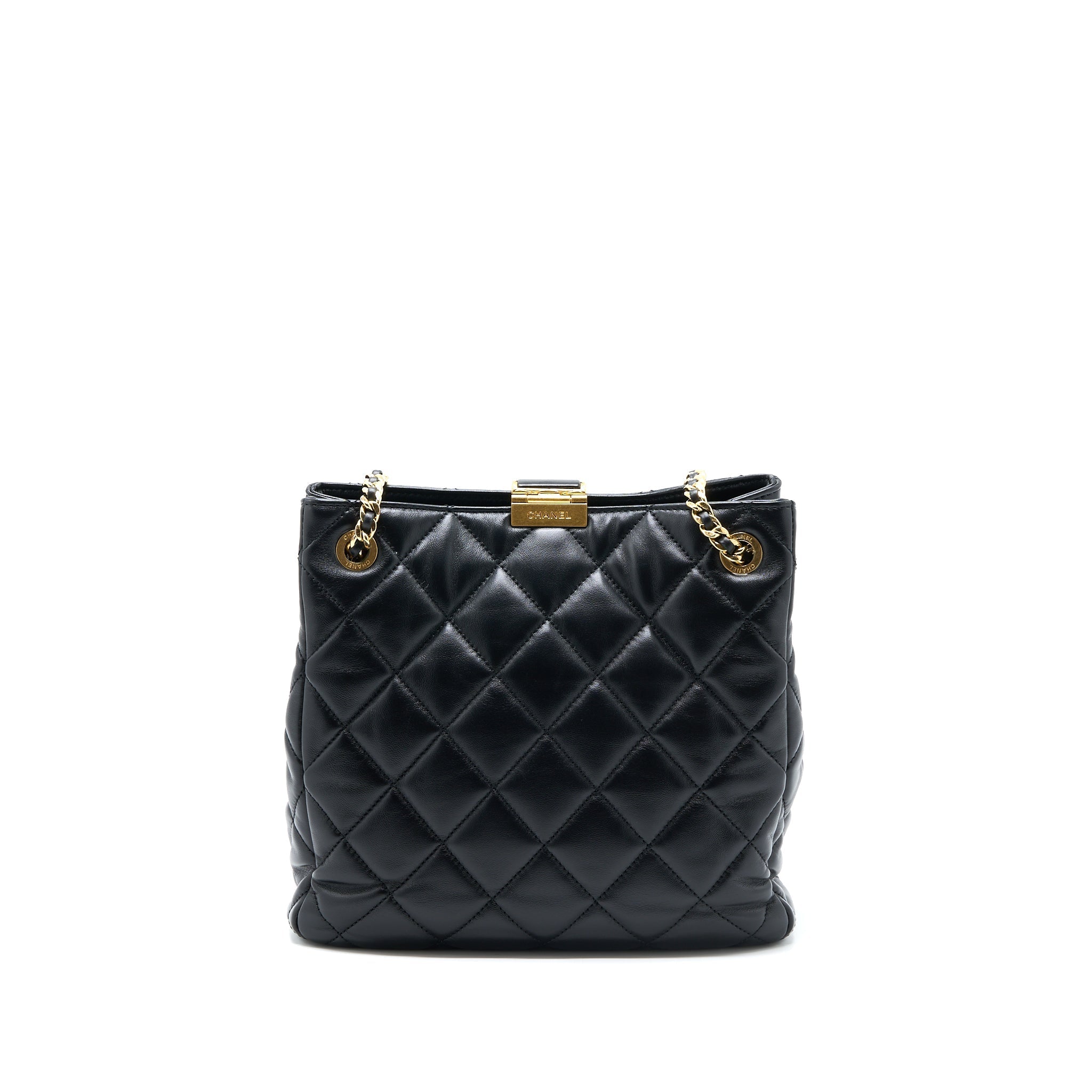 Chanel Seasonal Tote Bag Lambskin Black Brushed (Microchip)