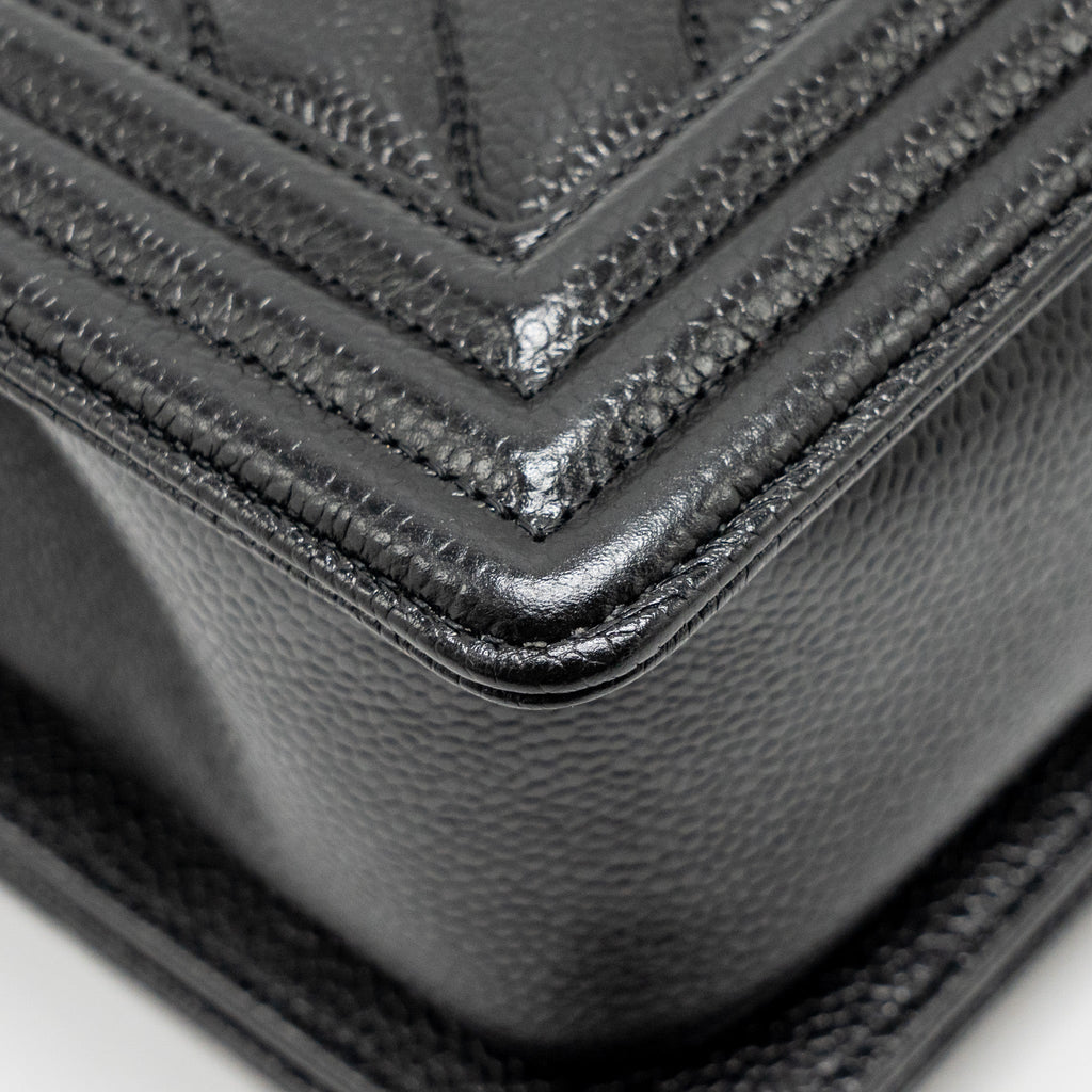 Chanel Chevron Medium Boy Bag caviar black