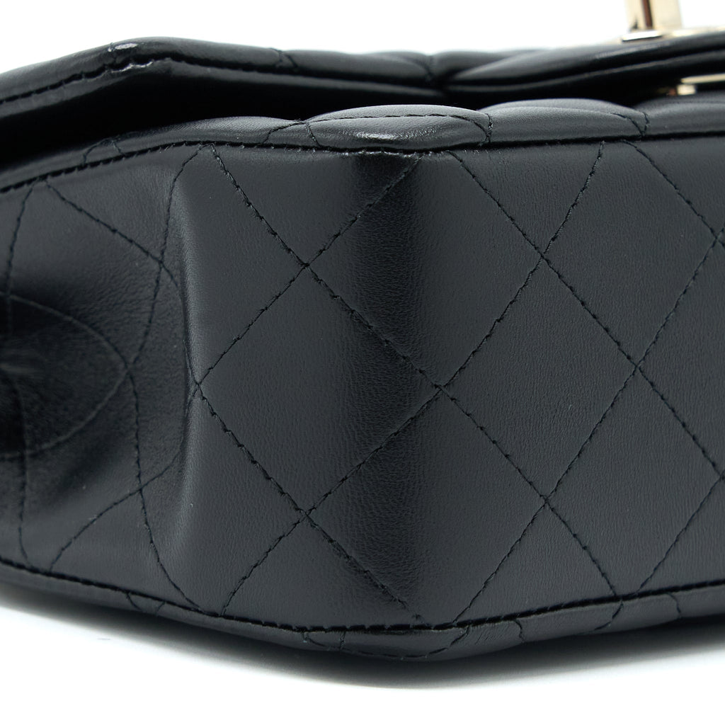 Chanel Top Handle Mini Rectangular Flap Bag Lambskin Black L (Microchip)